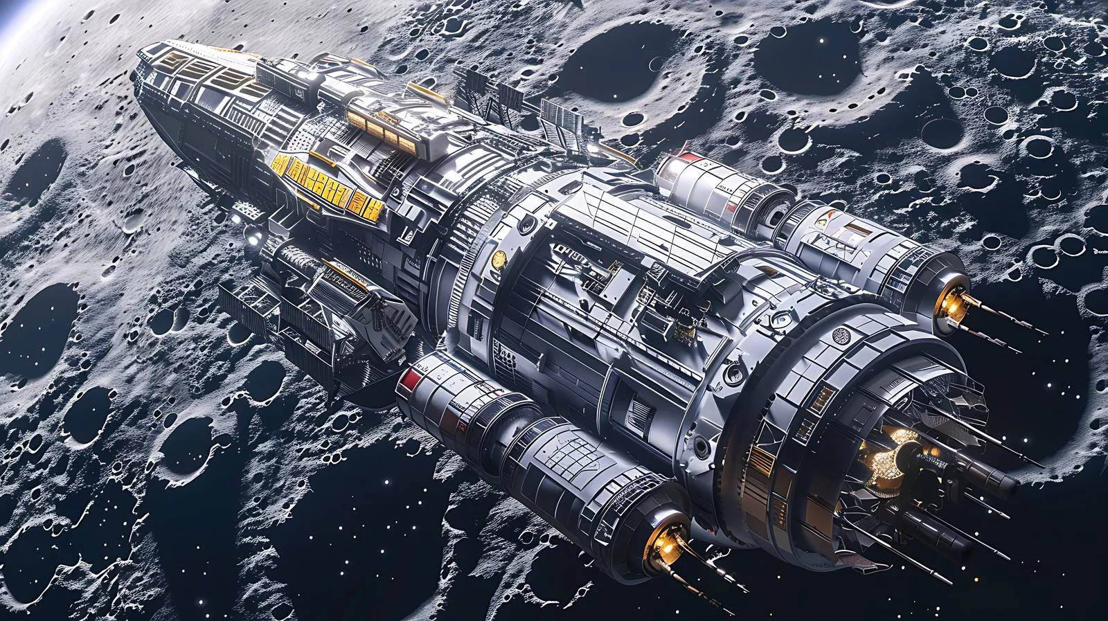 Interstellar Starship Moon Background — free download from Dotvec