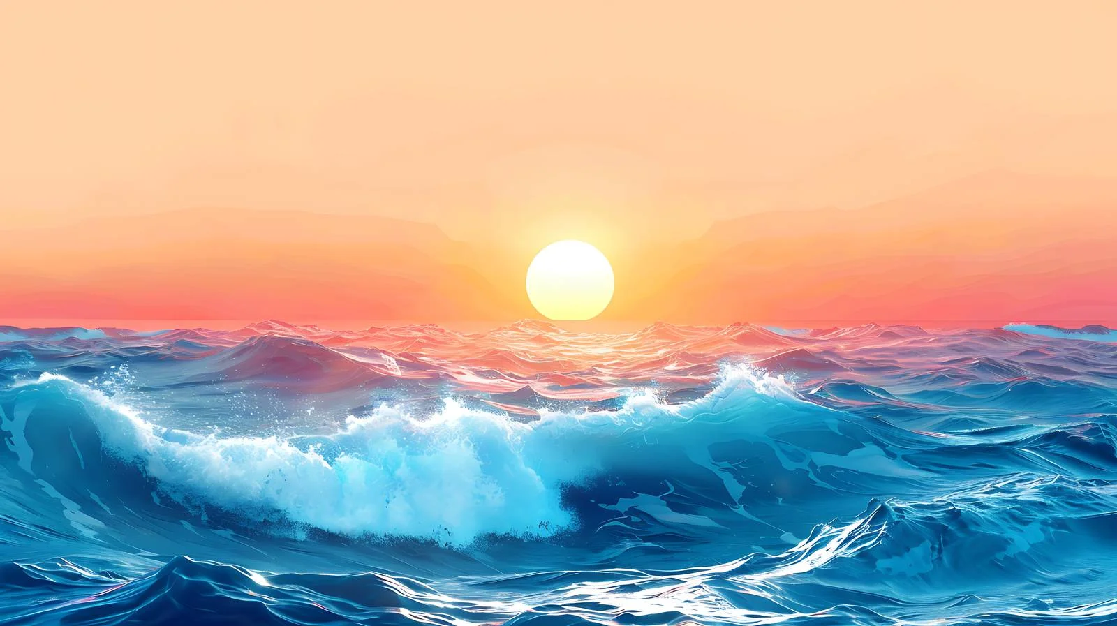 Dramatic Sunset Ocean Waves Isolated View — free download from Dotvec