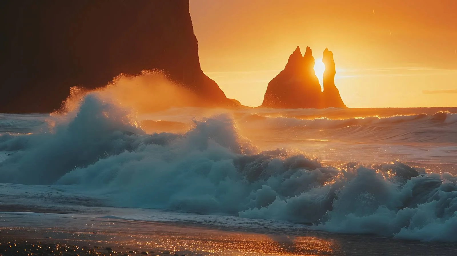 Dramatic Sunset with Intense Ocean Waves — free download from Dotvec