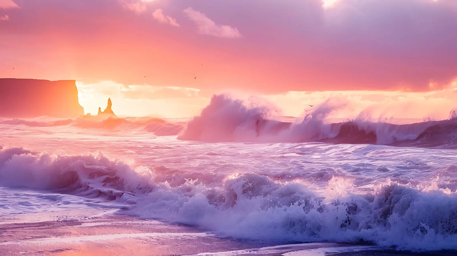 Dramatic Sunset Seascape at Reynisfjara Beach — free download from Dotvec