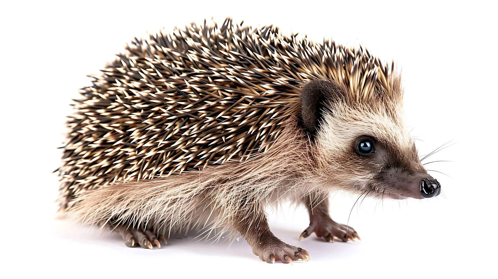 Cute Hedgehog on White Background Close-Up – free spines image from Dotvec