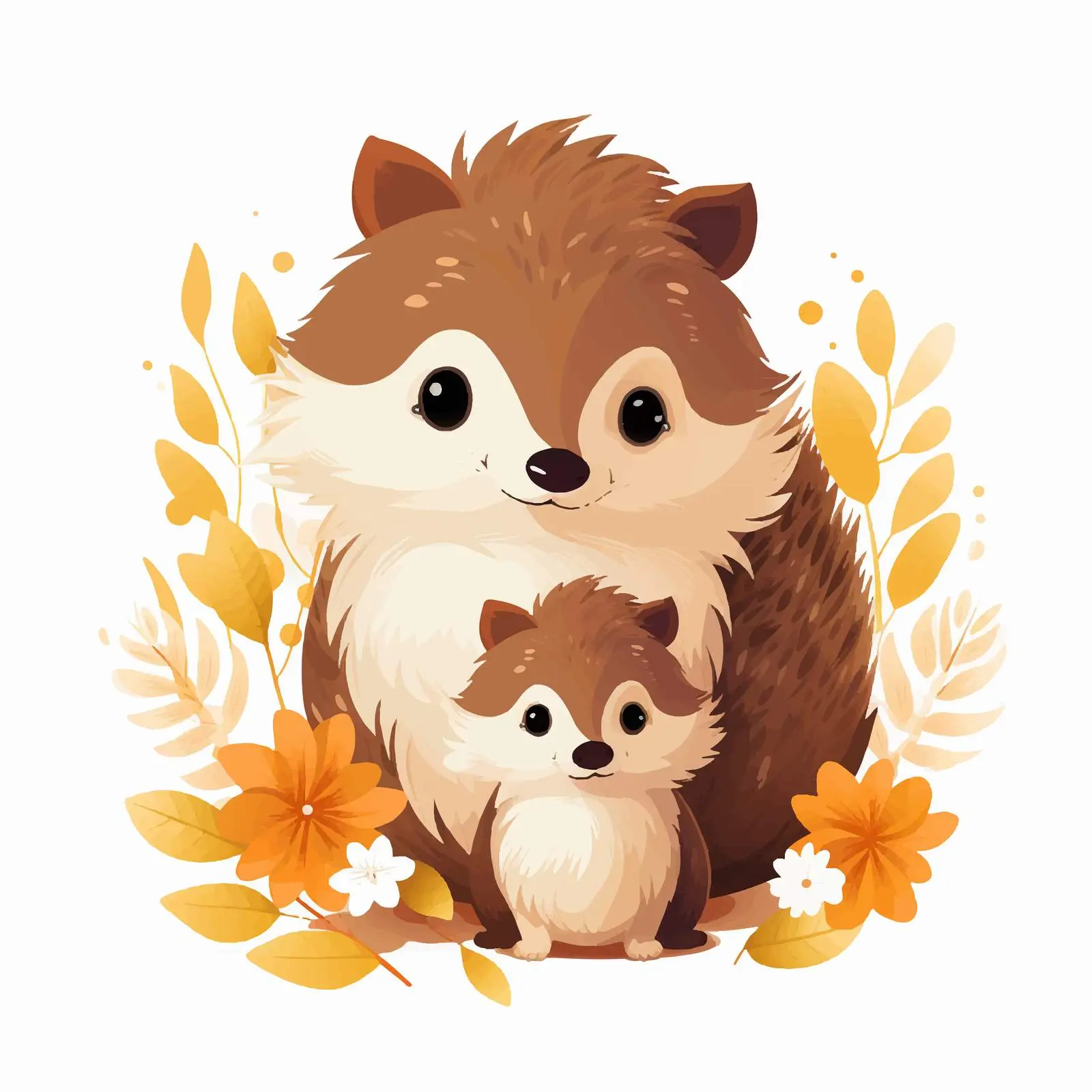 Cute Hedgehog Family with Baby on White Background — free download from Dotvec