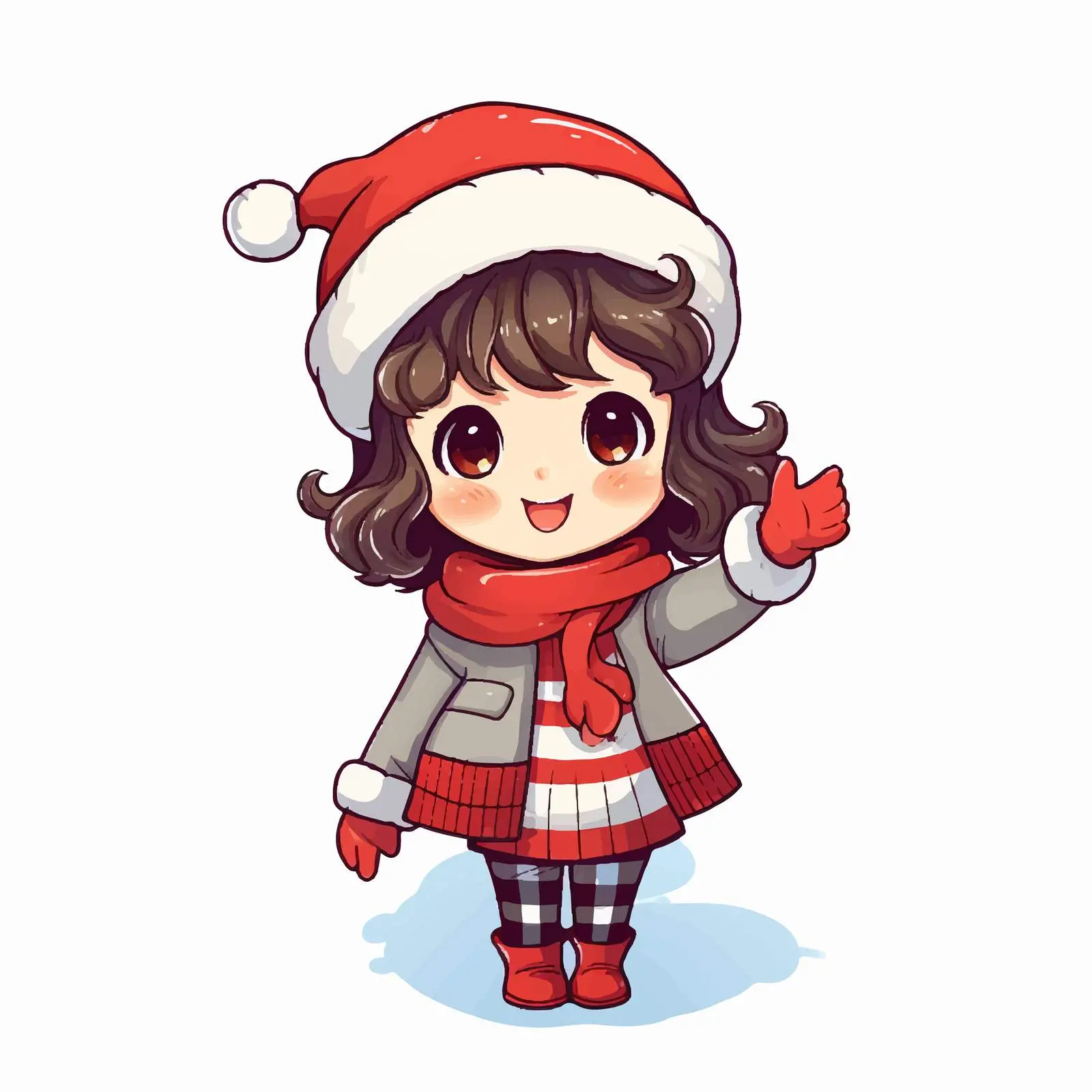 Christmas Girl Waving Character Design Doodle — free download from Dotvec