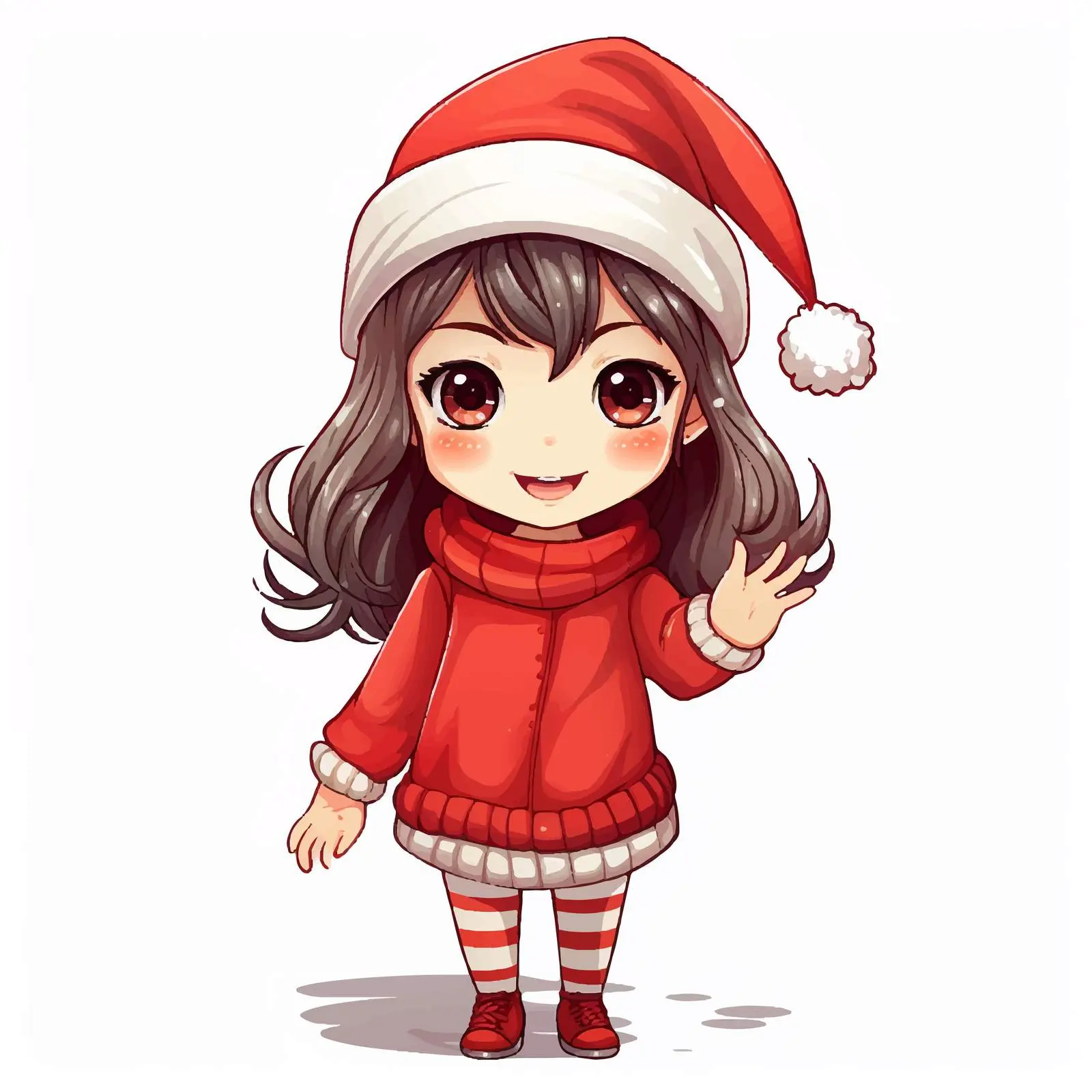 Girl Waving Merry Christmas Vector Design — free download from Dotvec