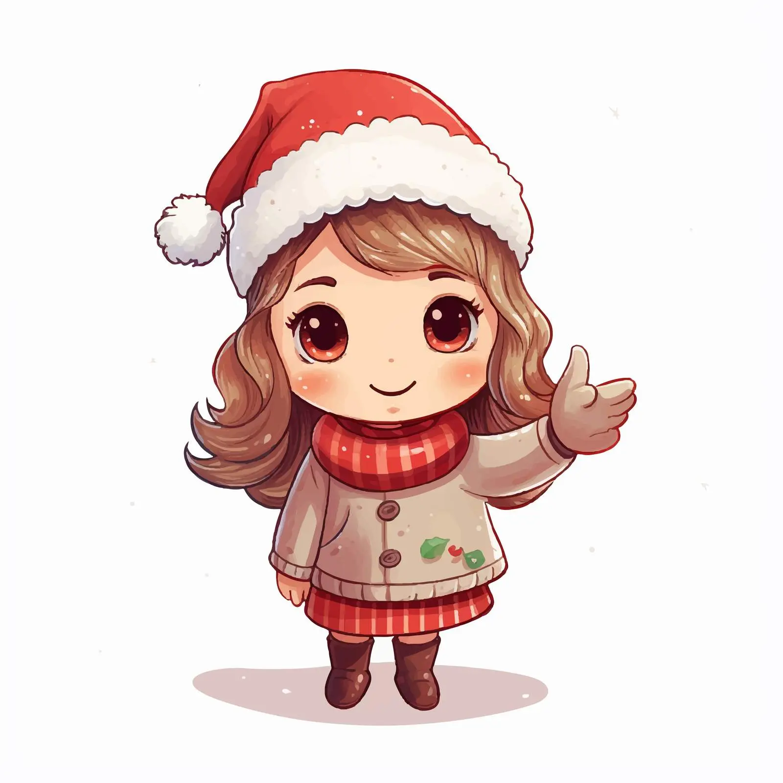 Cheerful Girl Waving Merry Christmas Vector Design — free download from Dotvec