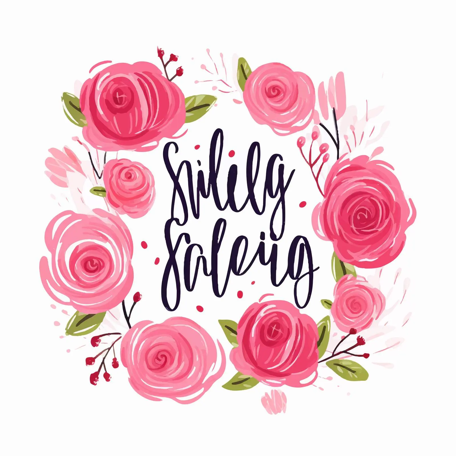 Hello Spring Cute Postcard with Roses — free download from Dotvec