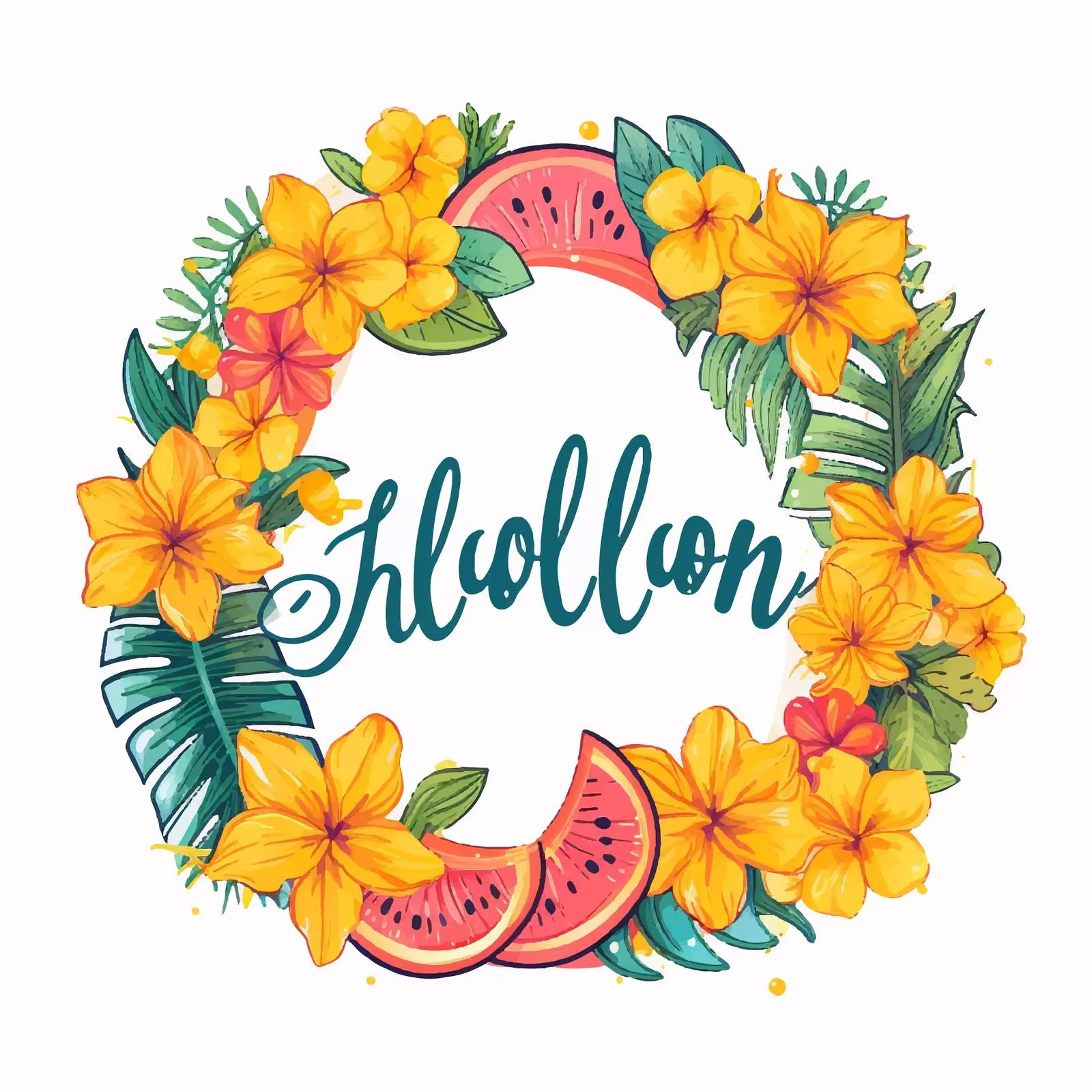 Hello Summer Cartoon Logo Illustration Template — free download from Dotvec