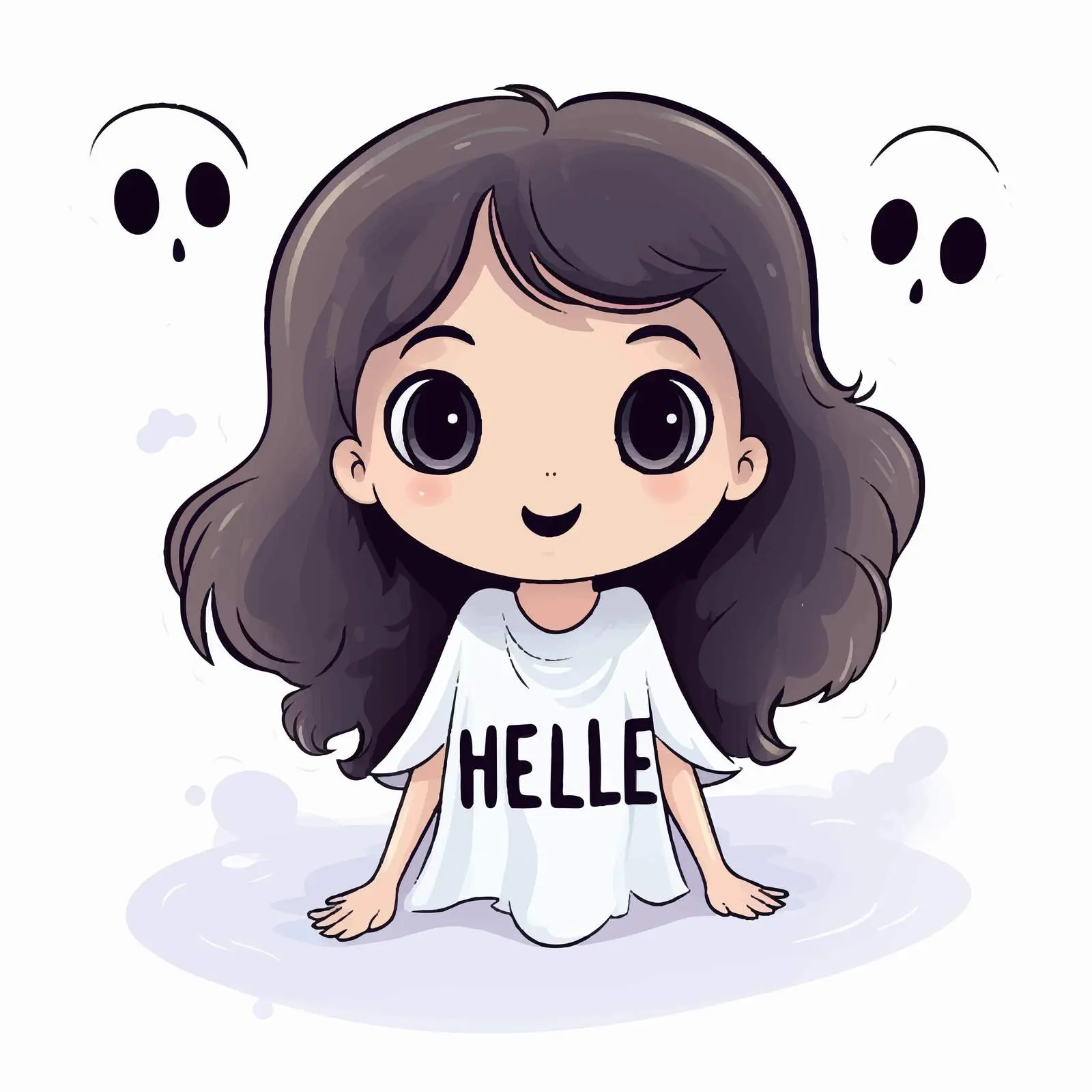 Cute Ghost Girl Logo Illustration — free download from Dotvec