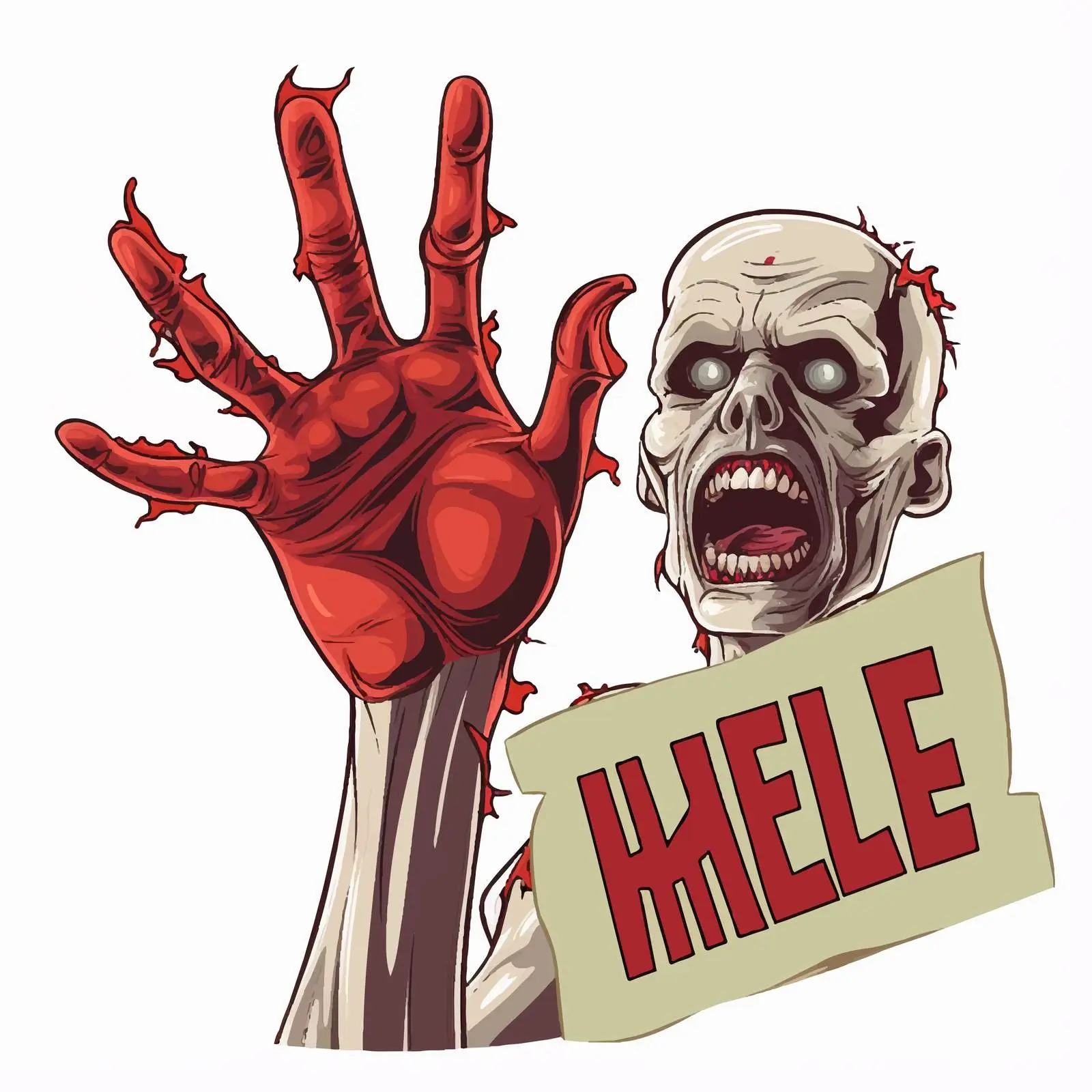Zombie Hand Illustration Help Me Banner — free download from Dotvec