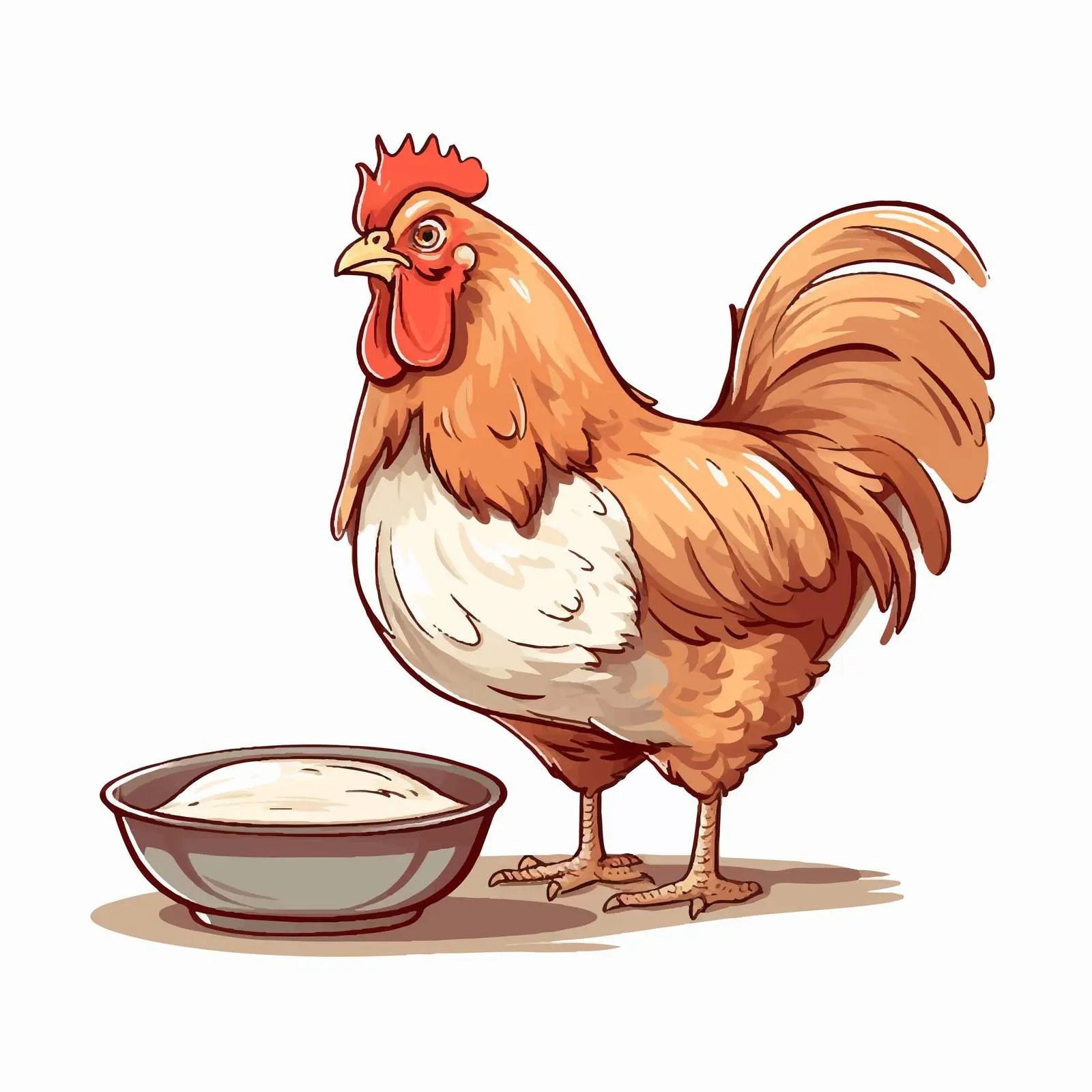 Cartoon Hen Eating Vector Illustration — free download from Dotvec