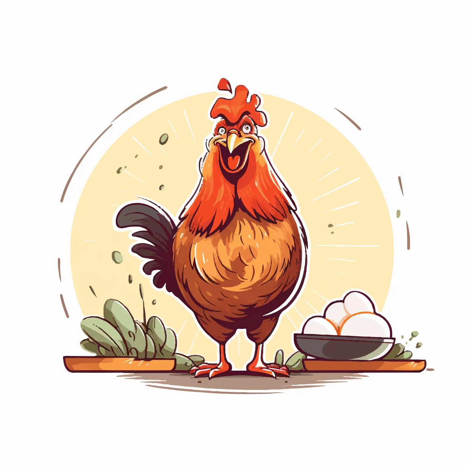 Cartoon Hen Eating Vector Illustration — free download from Dotvec