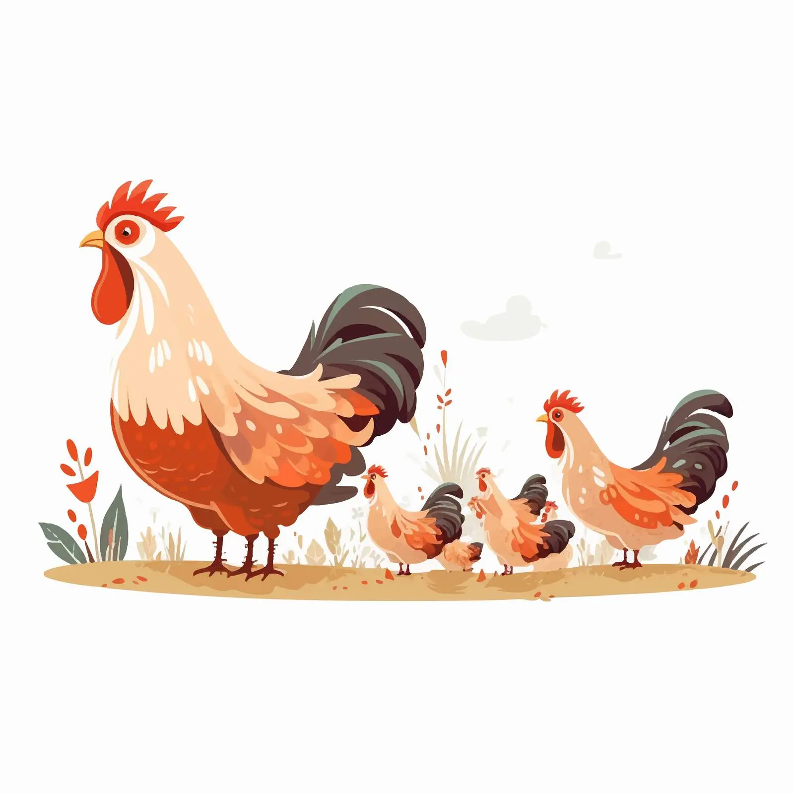 Cartoon Vector Illustration of Hen Eating — free download from Dotvec