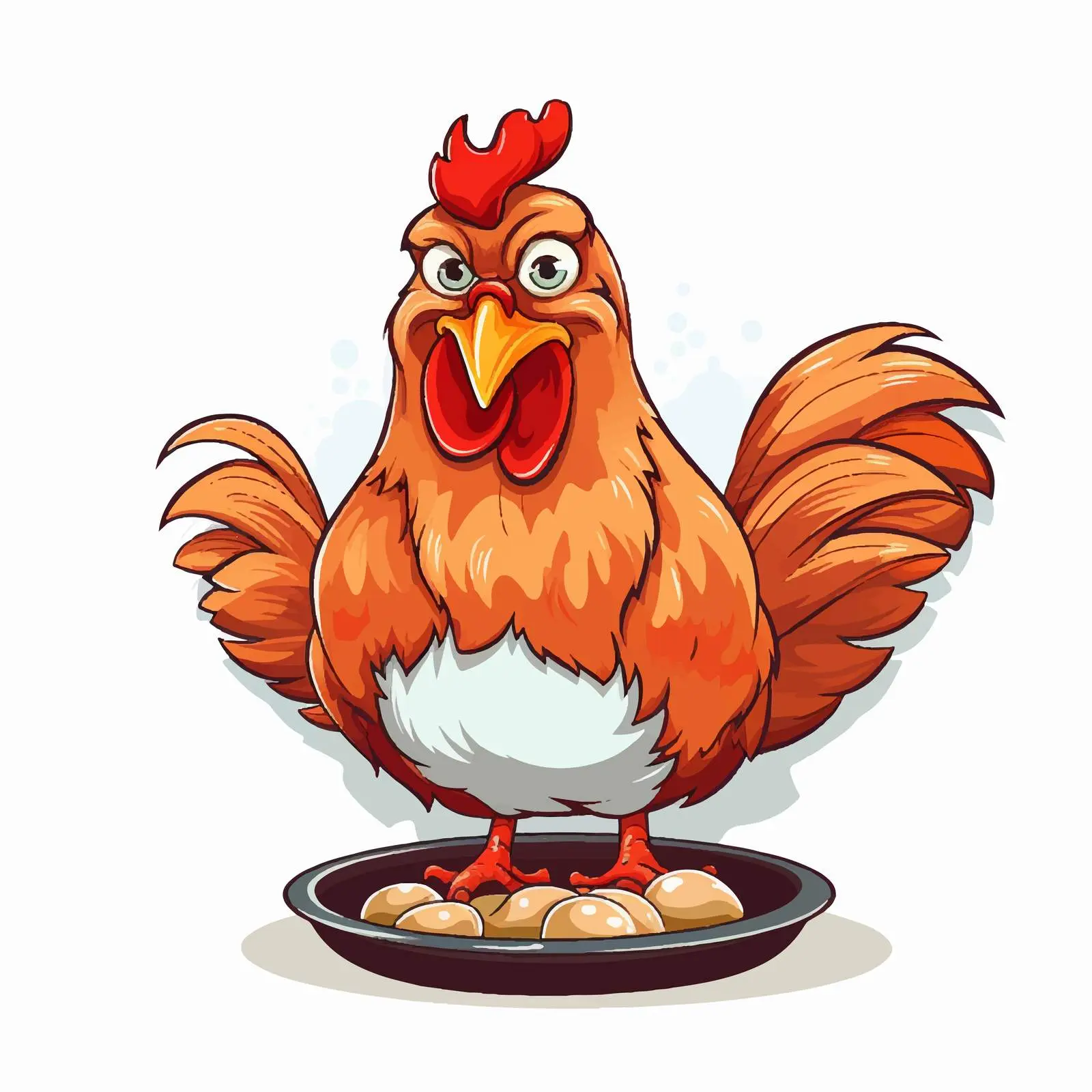 Cartoon Vector Illustration of Hen Eating — free download from Dotvec