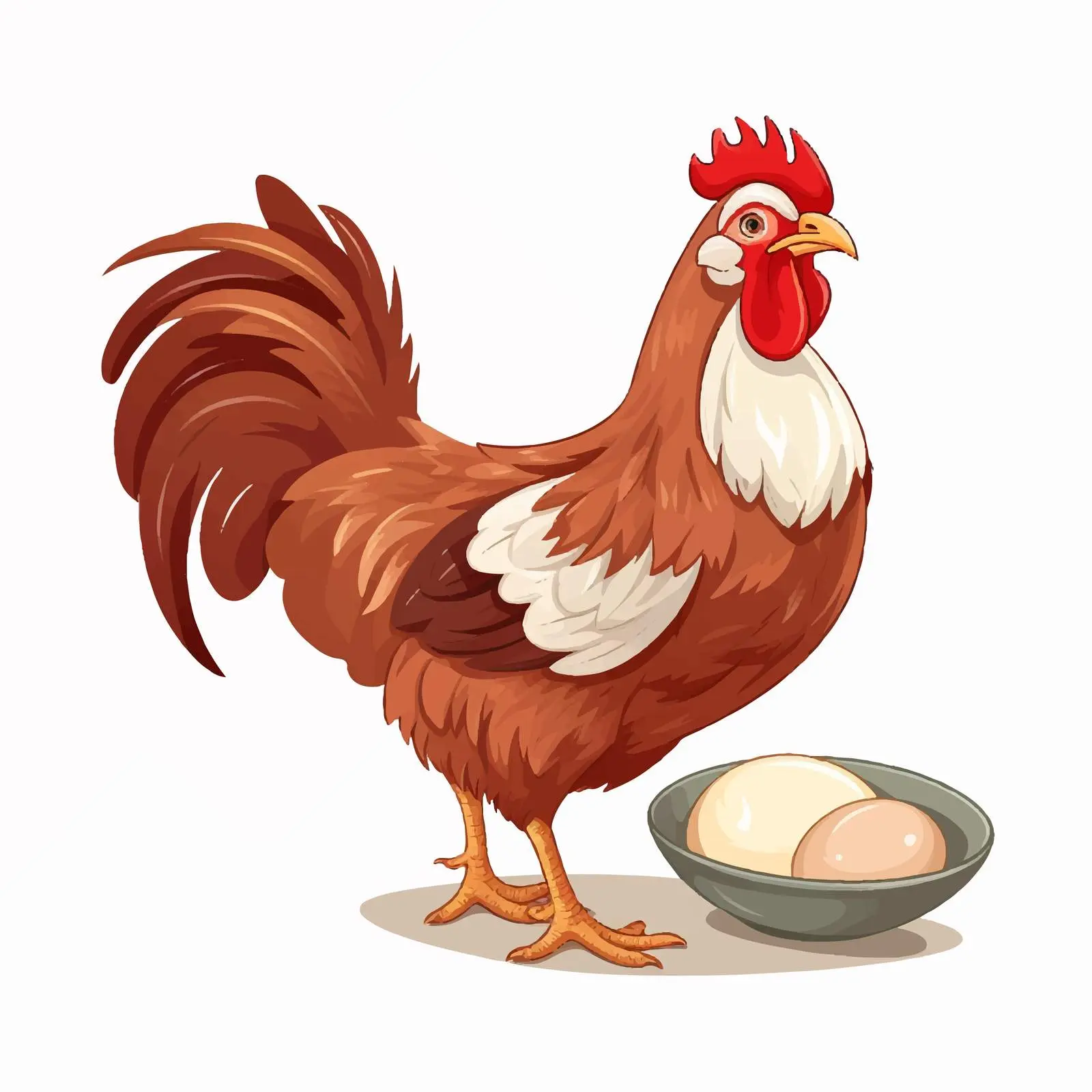 Cartoon Hen Eating Vector Illustration — free download from Dotvec