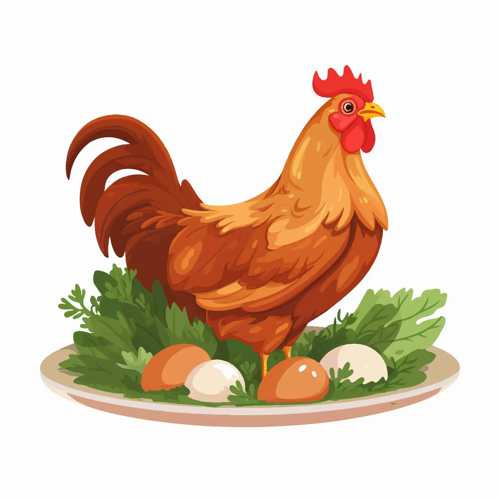 Cartoon Hen Eating Vector Illustration – free veggies image from Dotvec