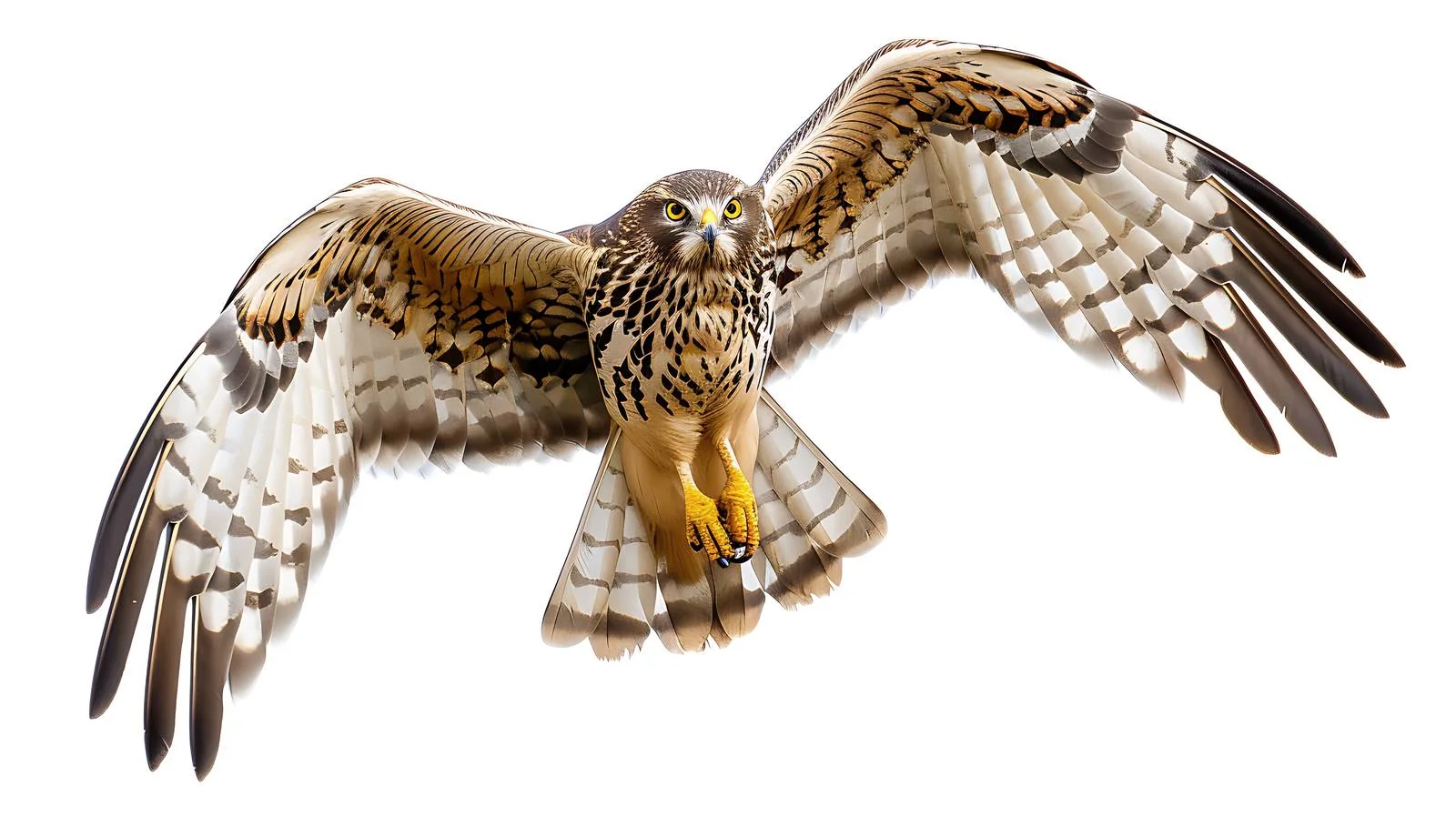 Majestic Hen Harrier Close-up Portrait on White — free download from Dotvec