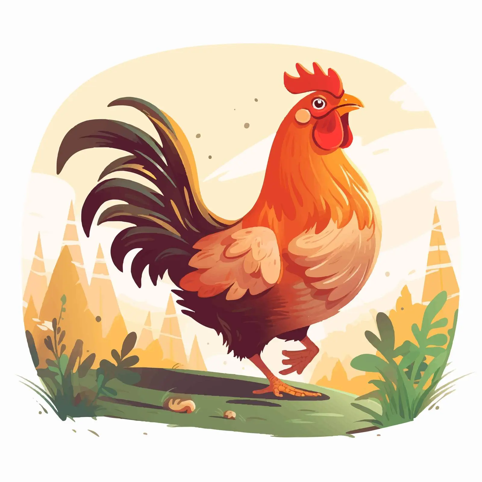 Cartoon Vector Illustration of Running Hen — free download from Dotvec