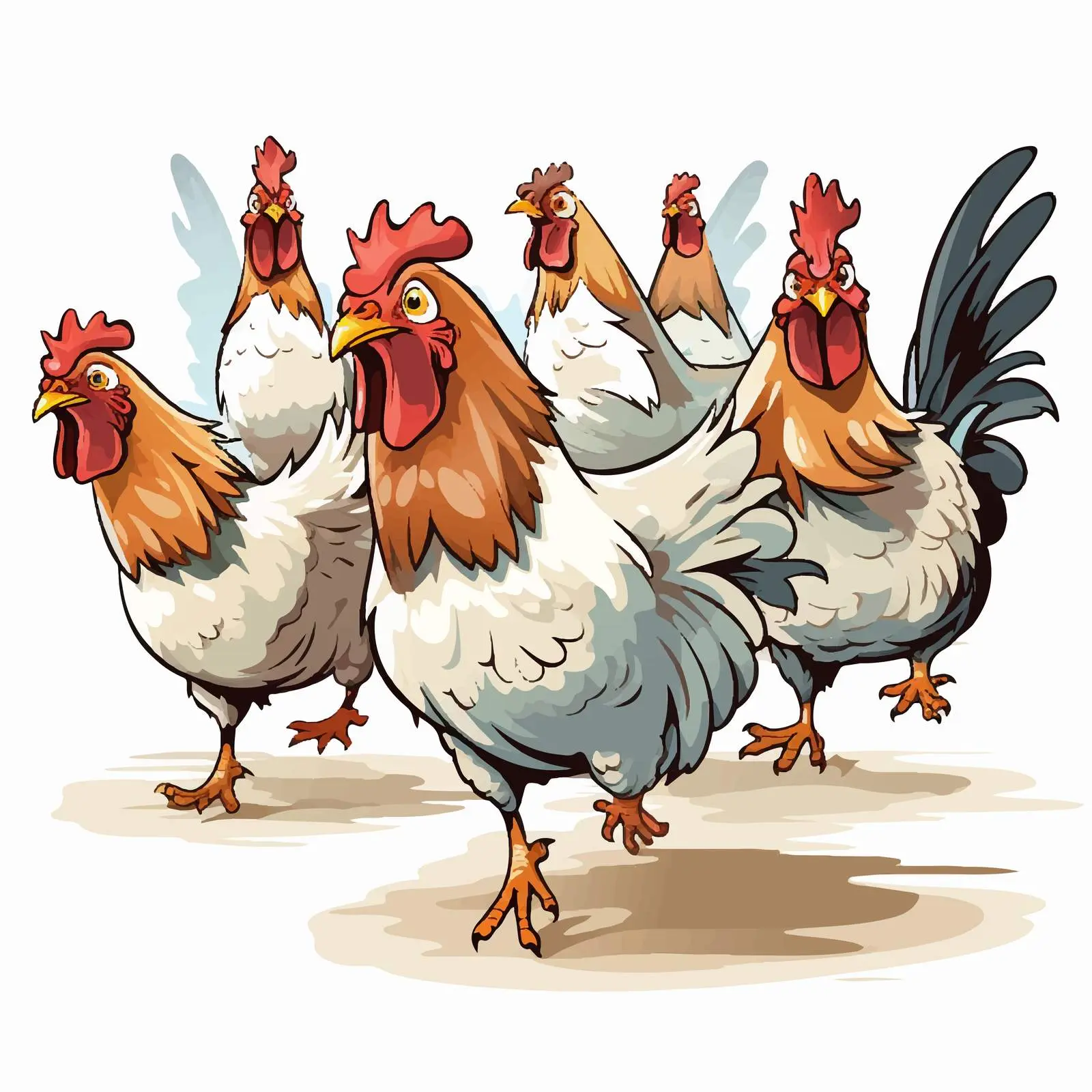 Cartoon Hen Running Vector Illustration — free download from Dotvec