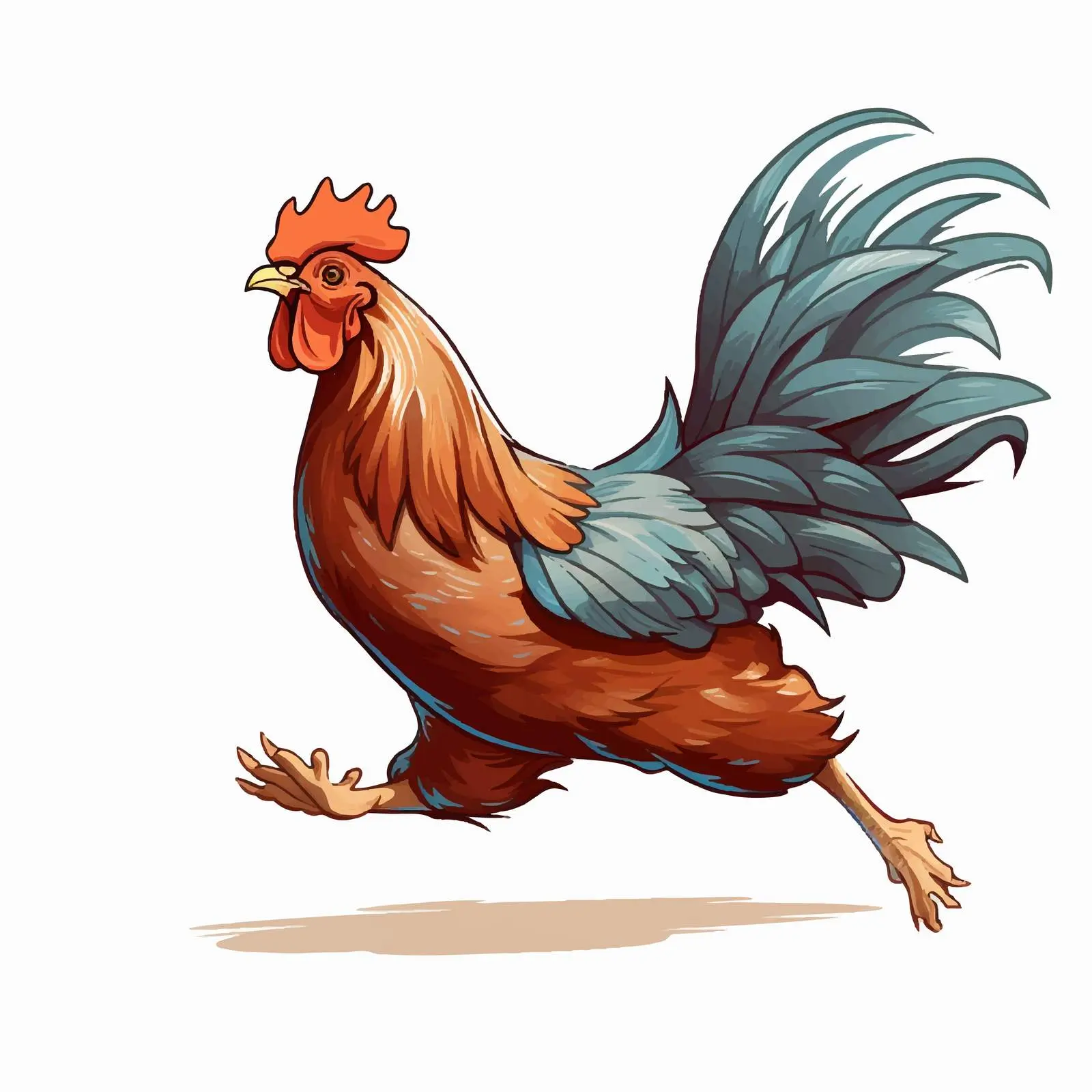 Cartoon Hen Running Vector Illustration — free download from Dotvec