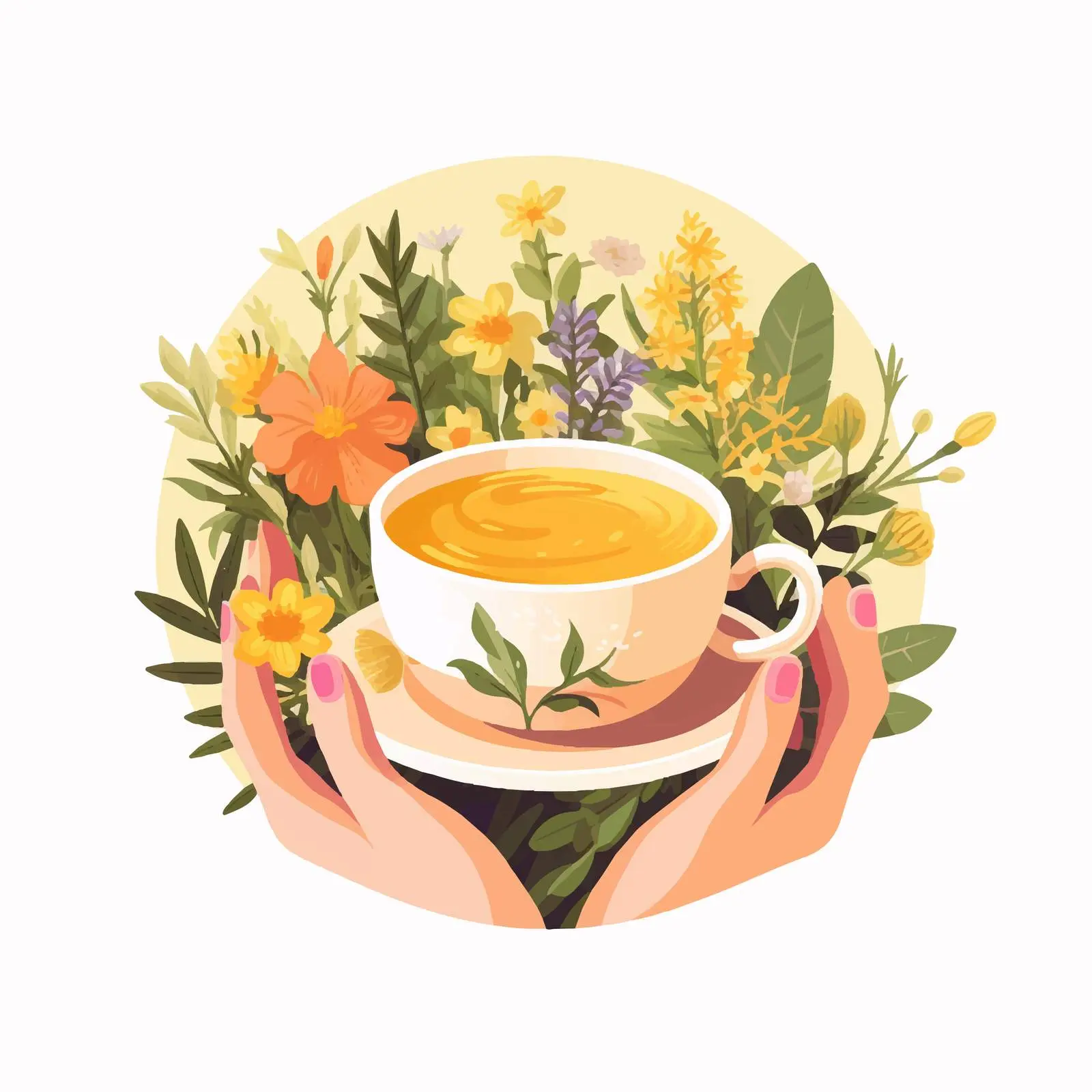 Herbal Tea Time with Elegant Cup and Saucer — free download from Dotvec