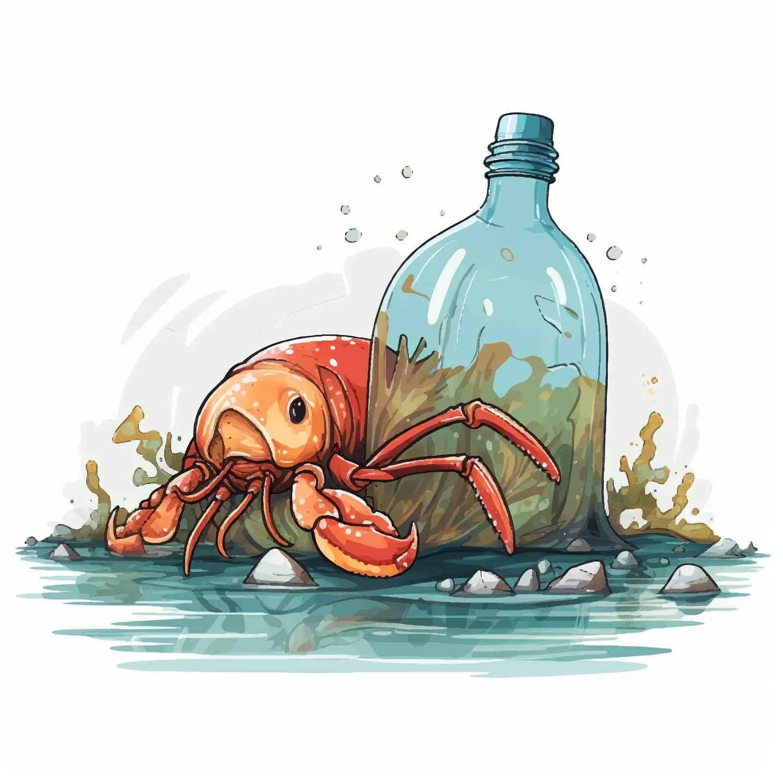 Hermit Crab Adapts Plastic Bottle as Shell – free sustainable practices image from Dotvec