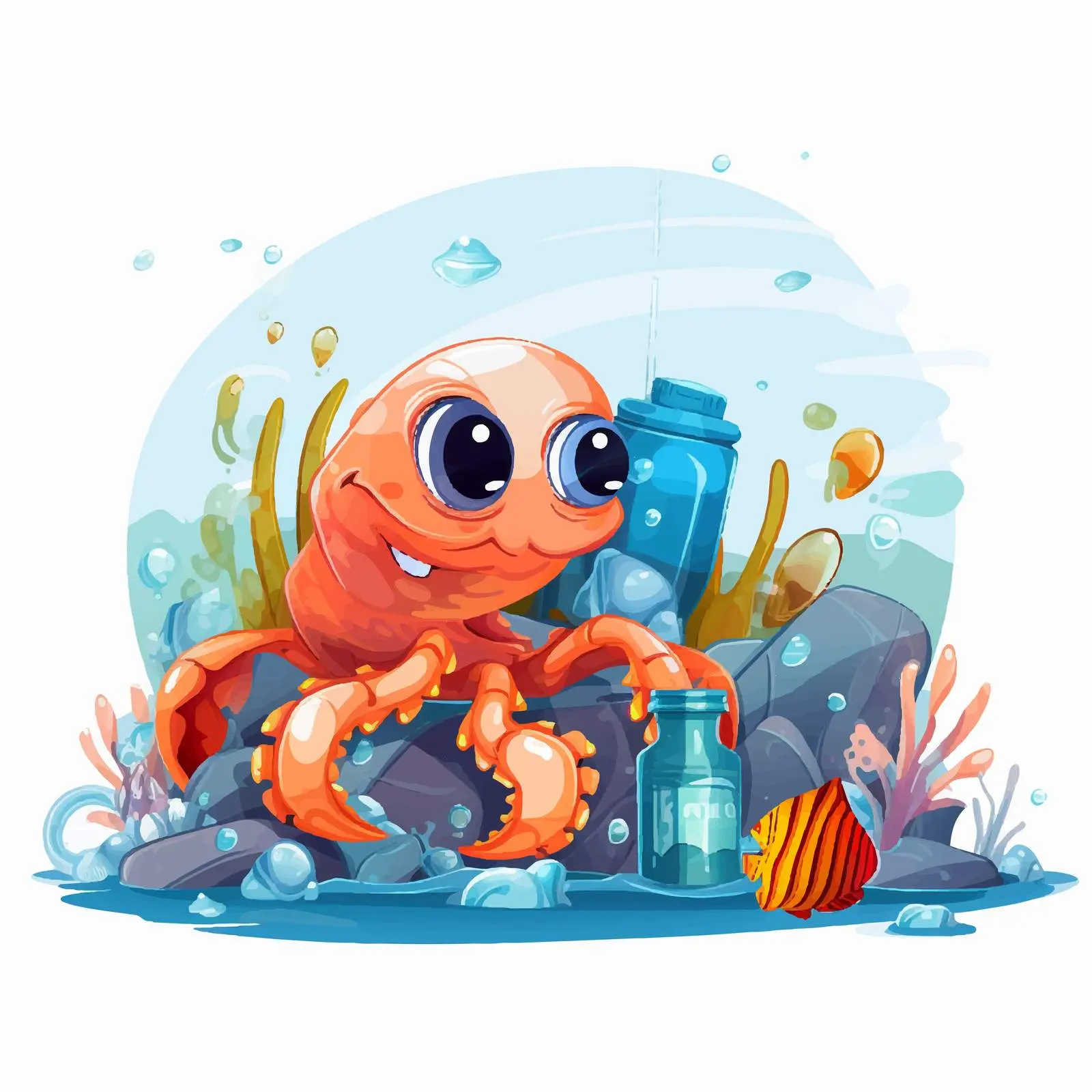 Hermit Crab Adopting Plastic Bottle Shell — free download from Dotvec