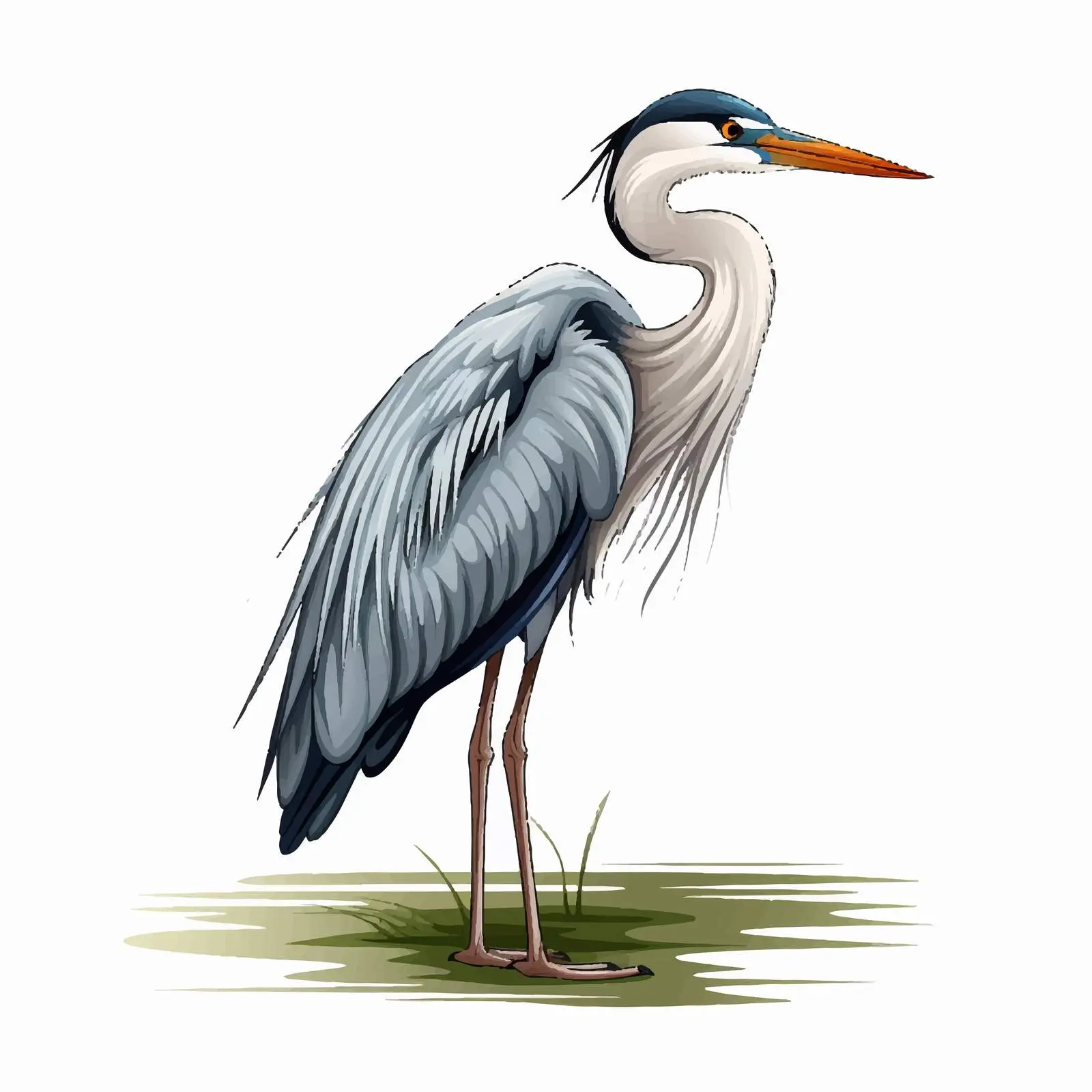 Cartoon Heron Vector Sketch Illustration – free cartooning image from Dotvec
