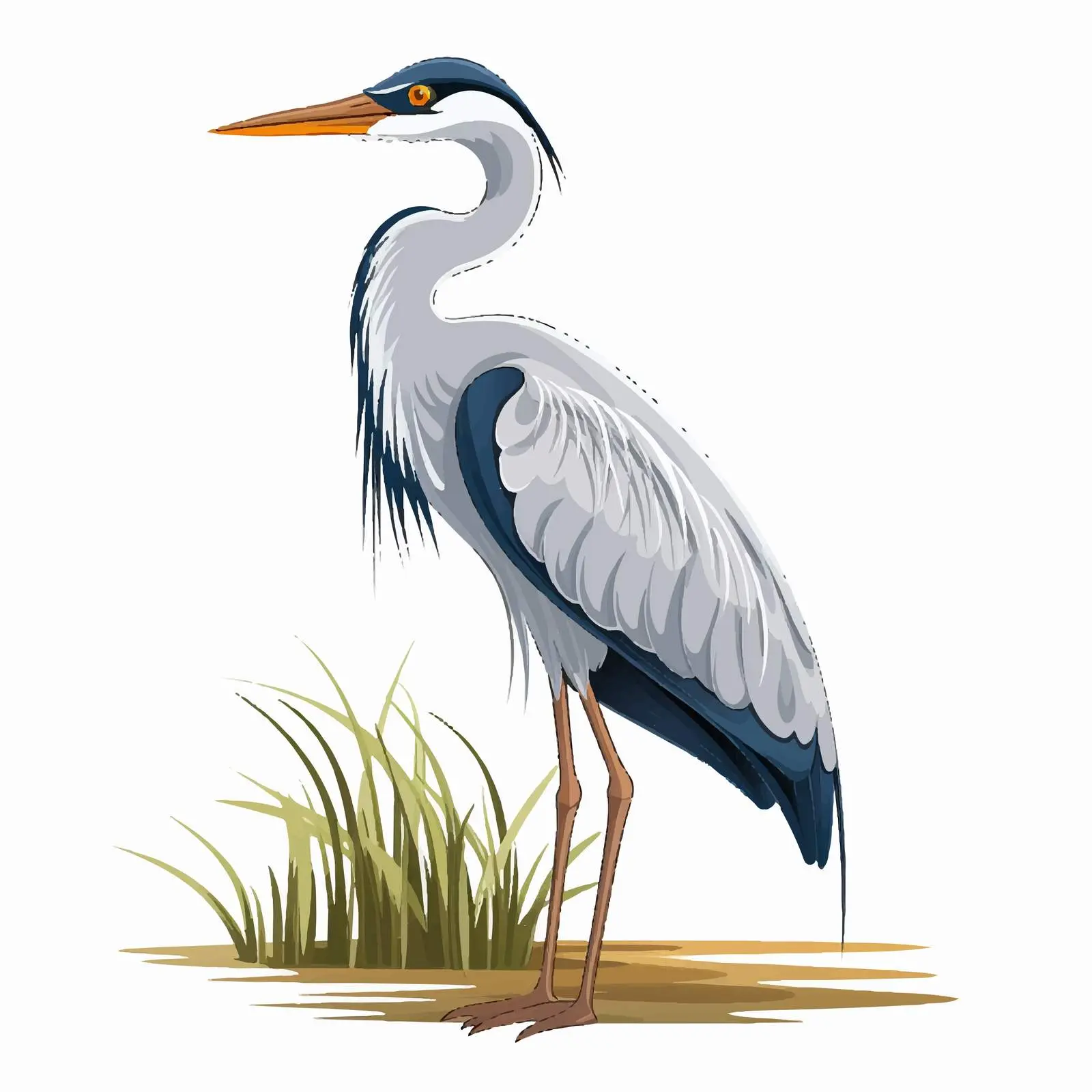Cartoon Heron Vector Illustration for Designers – free animal symbols image from Dotvec