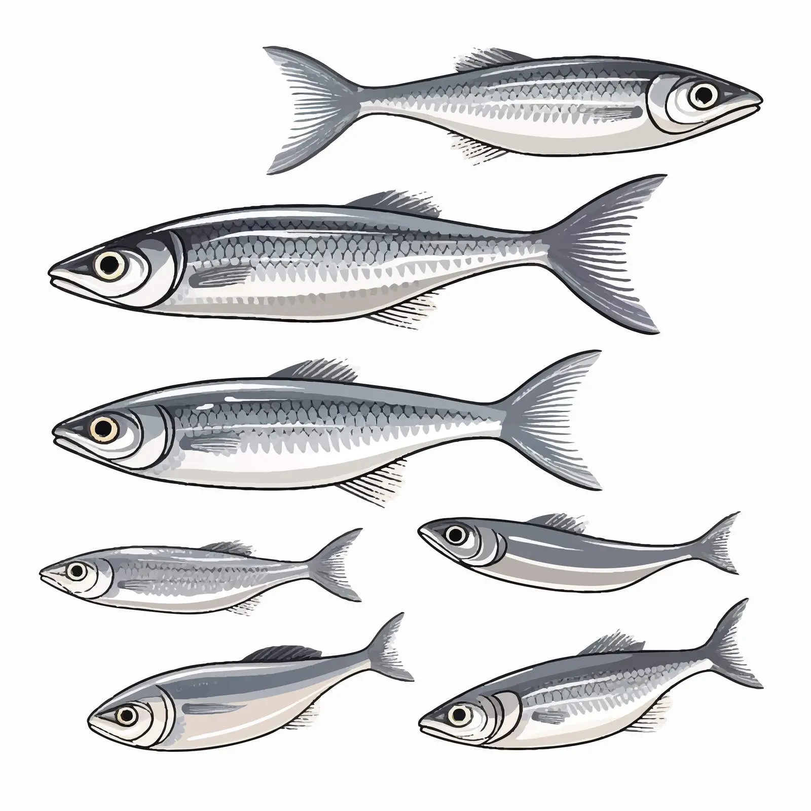 Herring Fish Line Vector Illustration on White Background – free herring image from Dotvec
