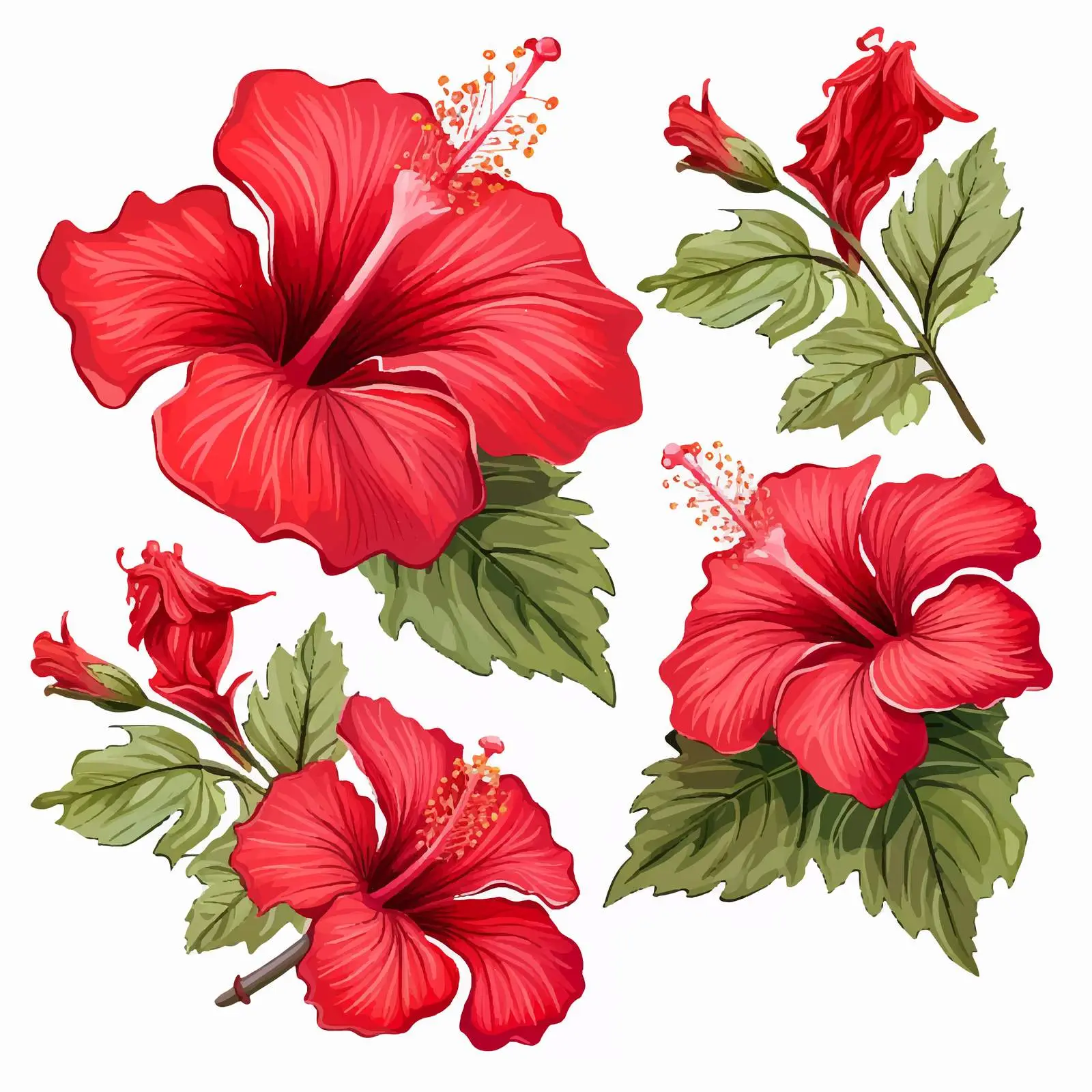 Vintage Botanical Drawing of Hibiscus Flowers — free download from Dotvec
