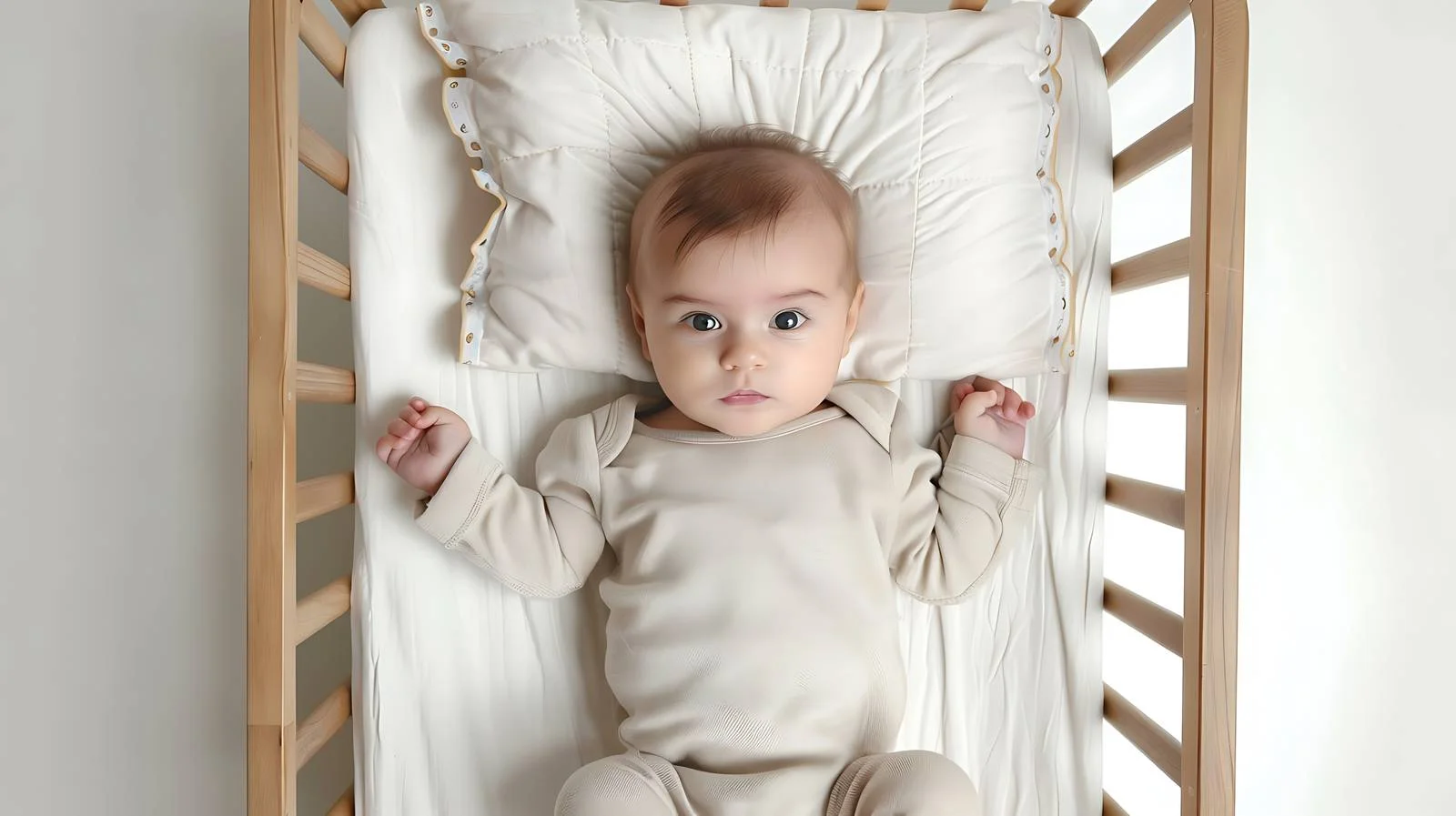 Adorable baby in crib from above — free download from Dotvec