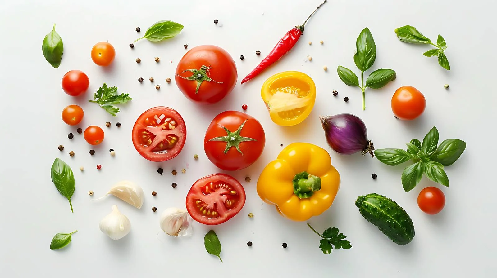 Fresh produce displayed on isolated white surface — free download from Dotvec