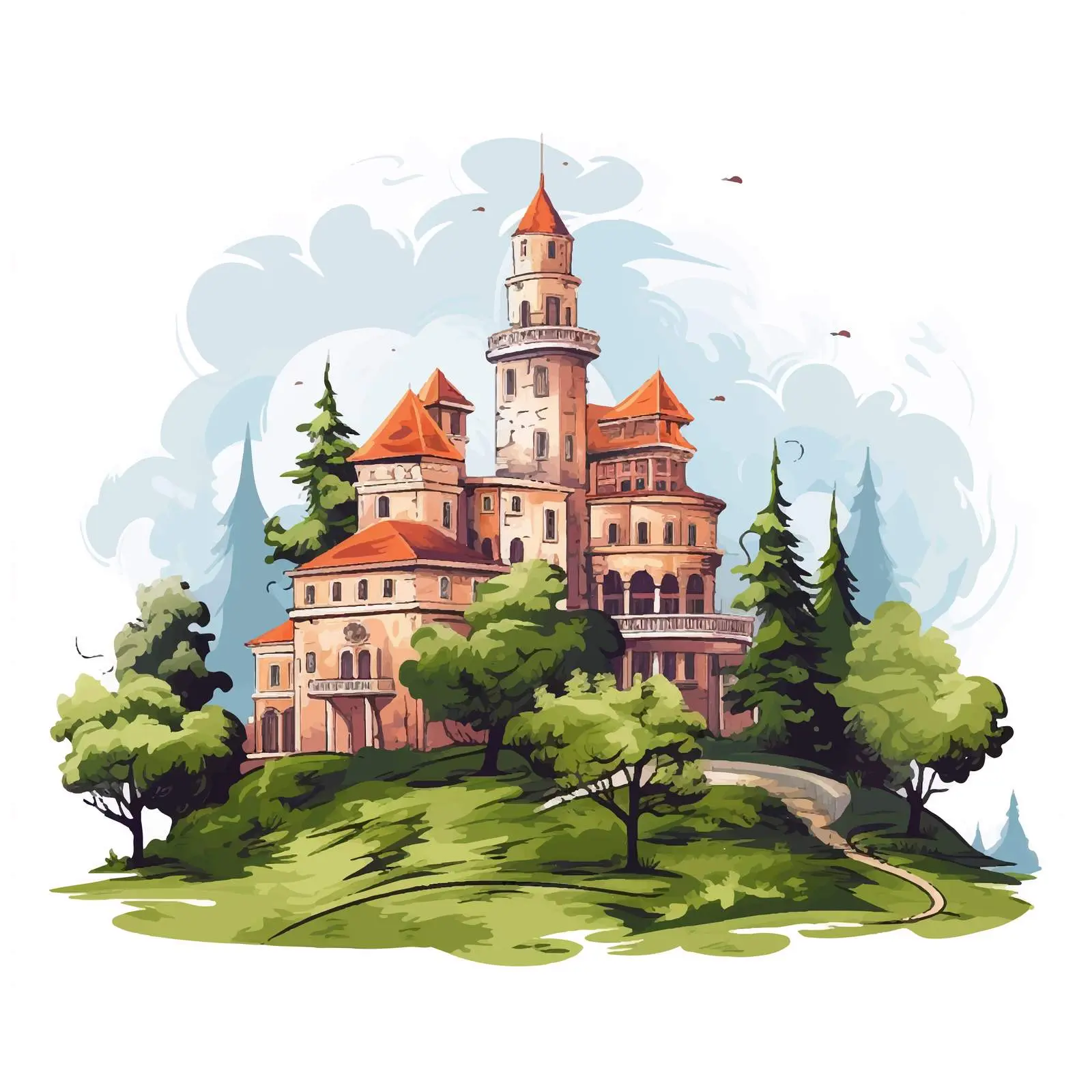 Cartoon Vector of High Buildings in Park — free download from Dotvec