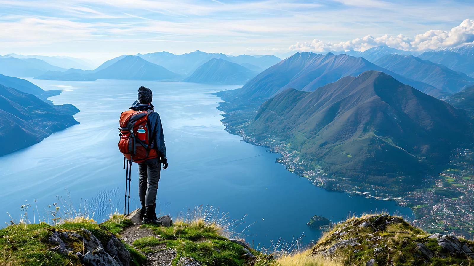 Hiker at Cimetta Mountain Top View — free download from Dotvec