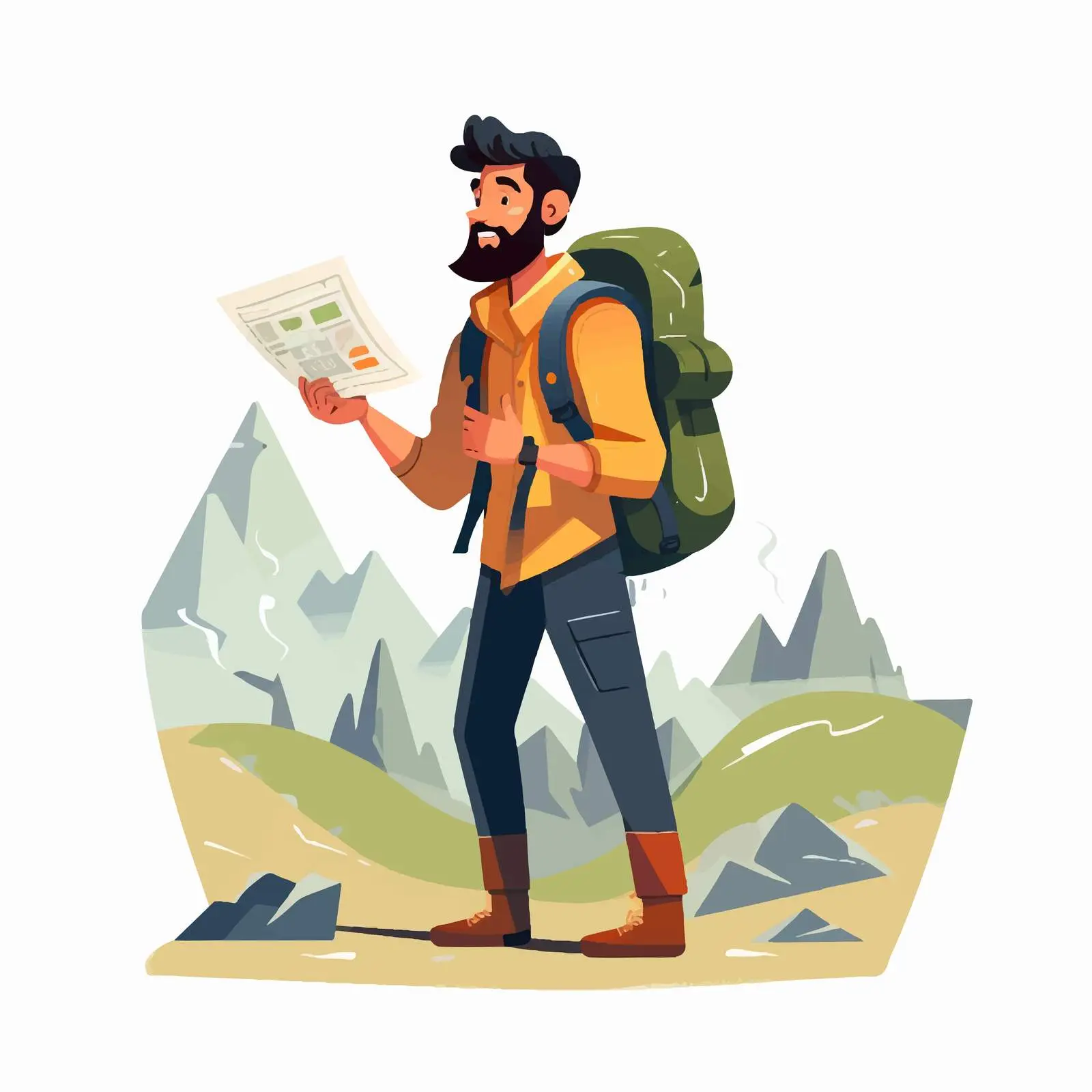 Lost Tourist Seeking Direction in Nature – free discovering image from Dotvec