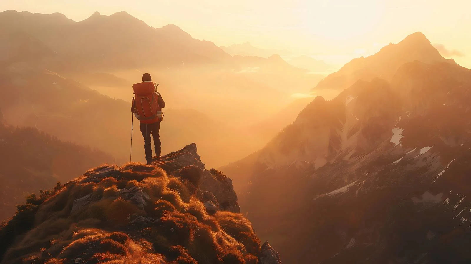 Serene Sunrise Hiker Viewpoint Brentenjoch Bavari — free download from Dotvec