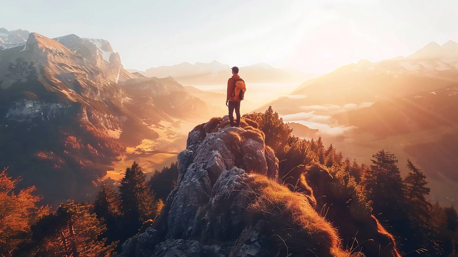 Sunrise Hiker at Brentenjoch Viewpoint — free download from Dotvec