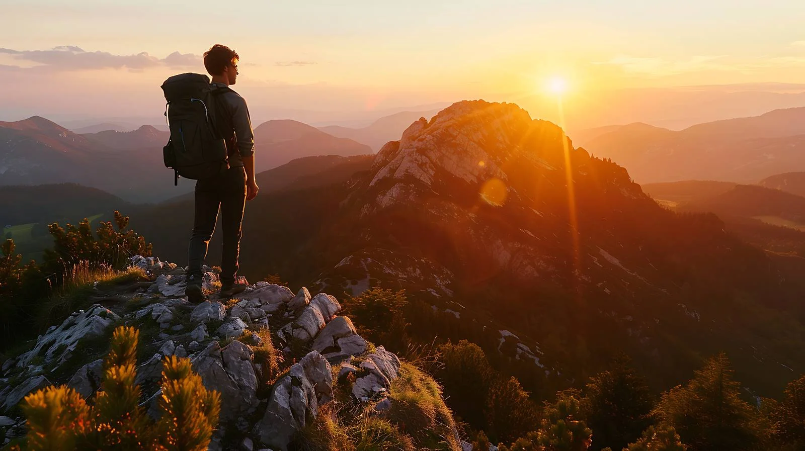 Sunrise Hiker at Brentenjoch Viewpoint – free brentenjoch image from Dotvec