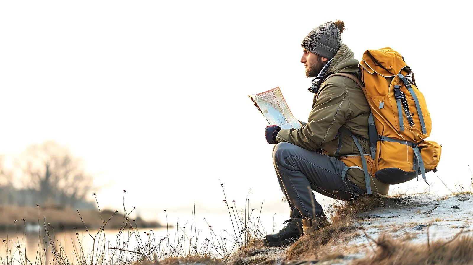 Serene Hiker Riverside Mapping — free download from Dotvec