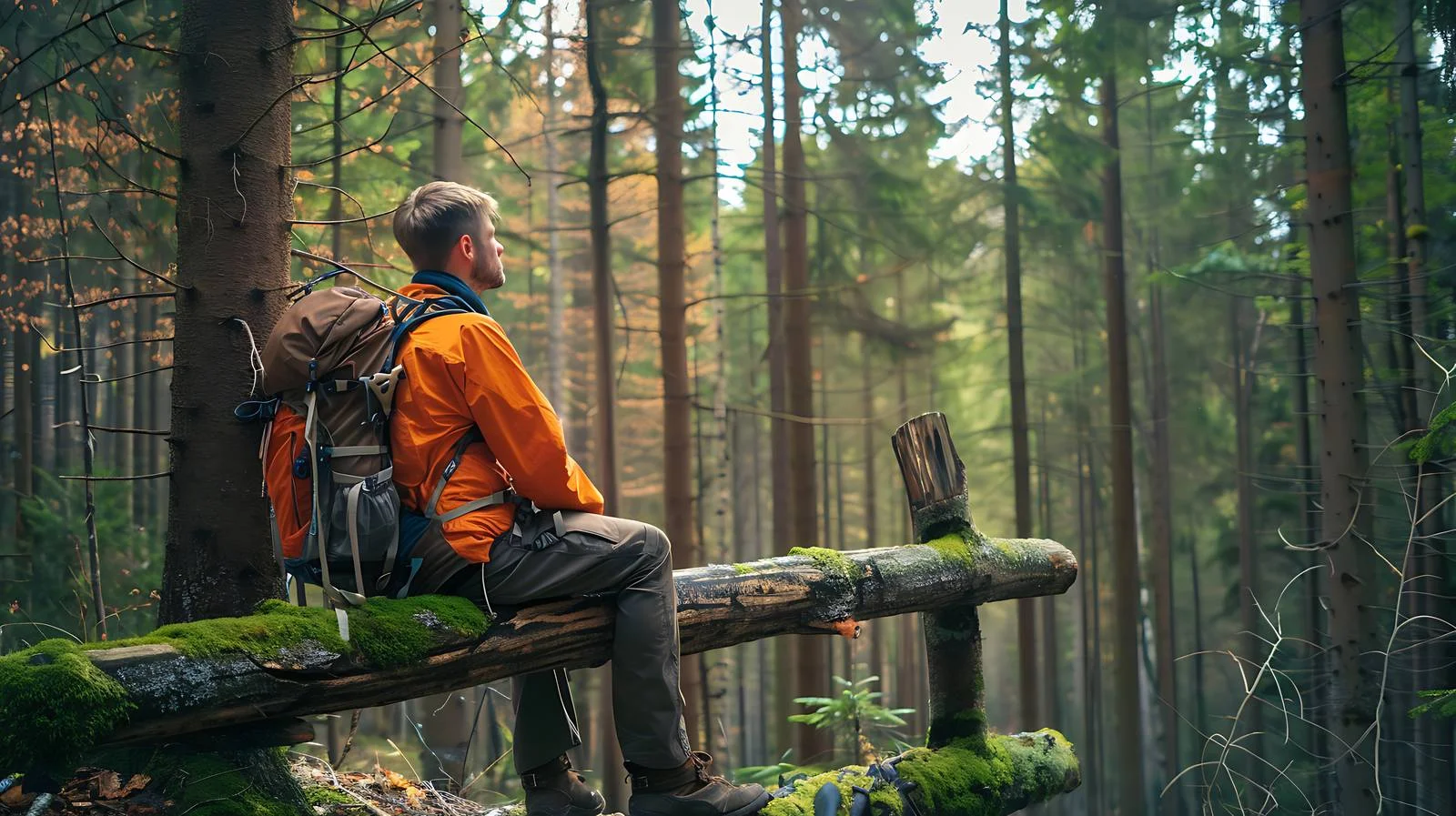 Serene Hiker Resting on Weathered Fence — free download from Dotvec