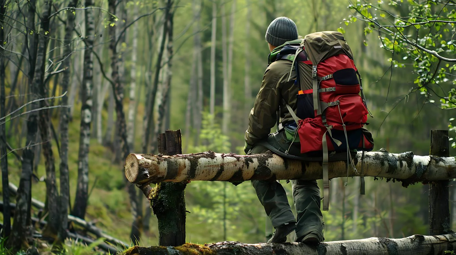 Serene Hiker Resting on Wood Fence — free download from Dotvec