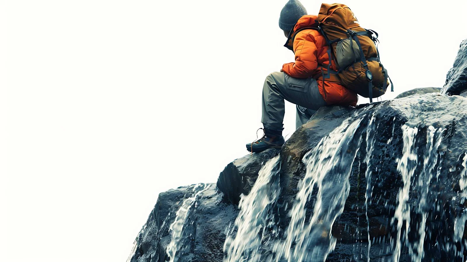 Tranquil Hiker By Waterfall — free download from Dotvec