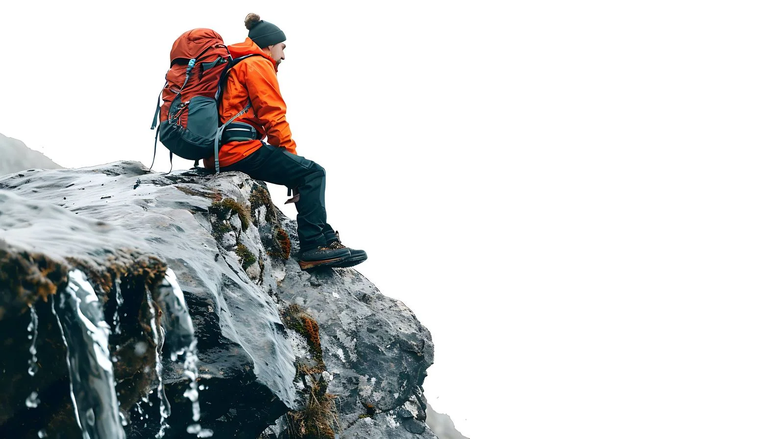 Tranquil hiker at waterfall's edge — free download from Dotvec