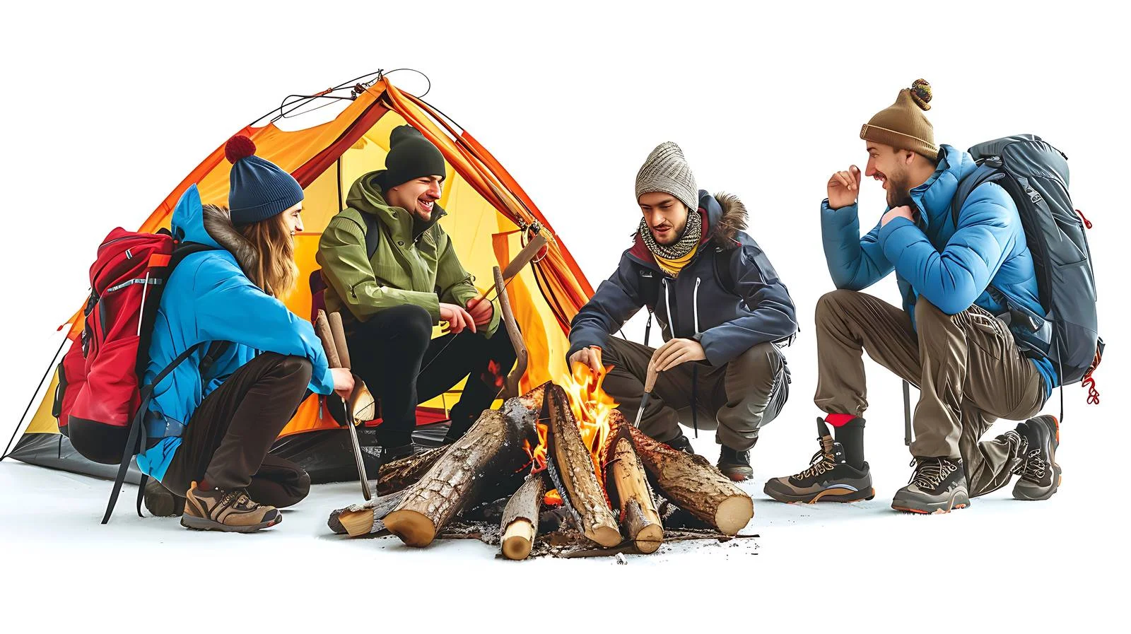 Hikers Bonfire Tent Camping Scene – free bonfire image from Dotvec