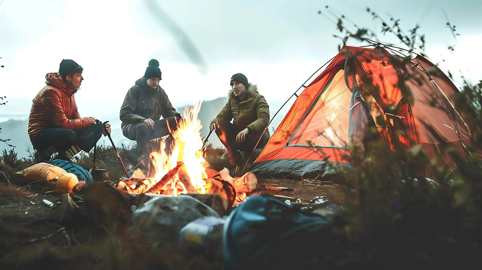 Hikers Bonfire Camping Scene – free bonfire image from Dotvec