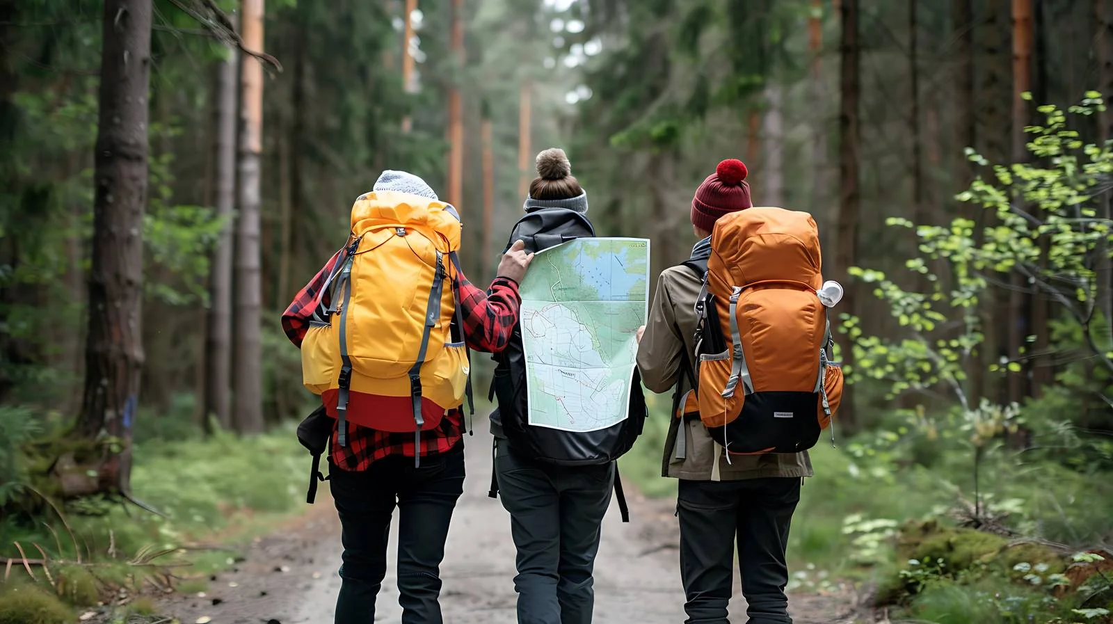 Outdoor Hikers Map Navigation Backpacks Adventure — free download from Dotvec