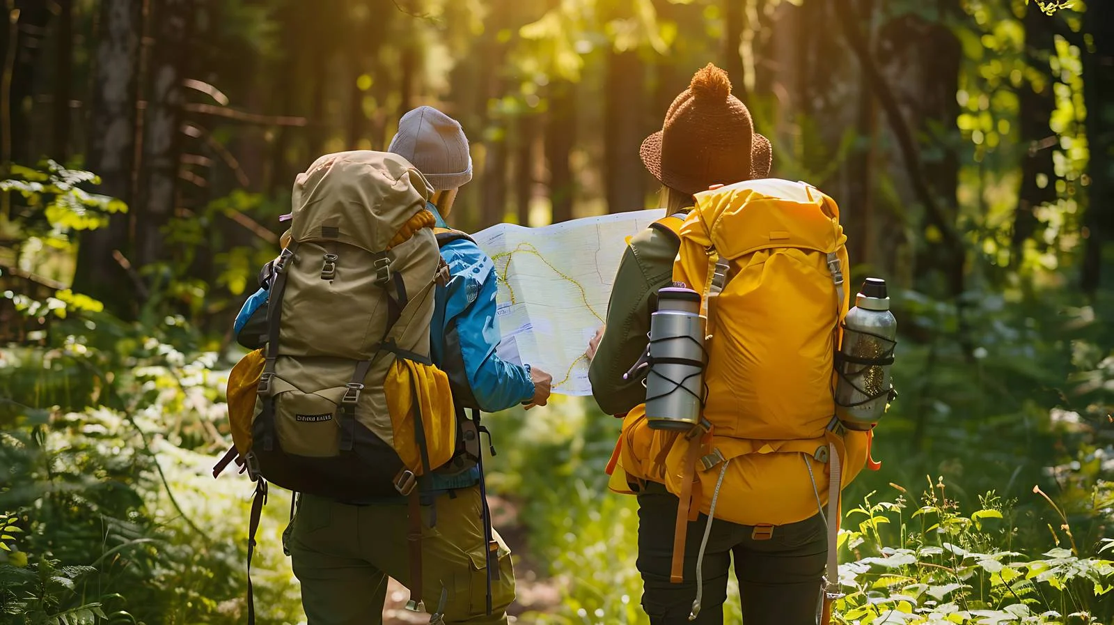 Hikers Navigate Forest Trail with Map — free download from Dotvec