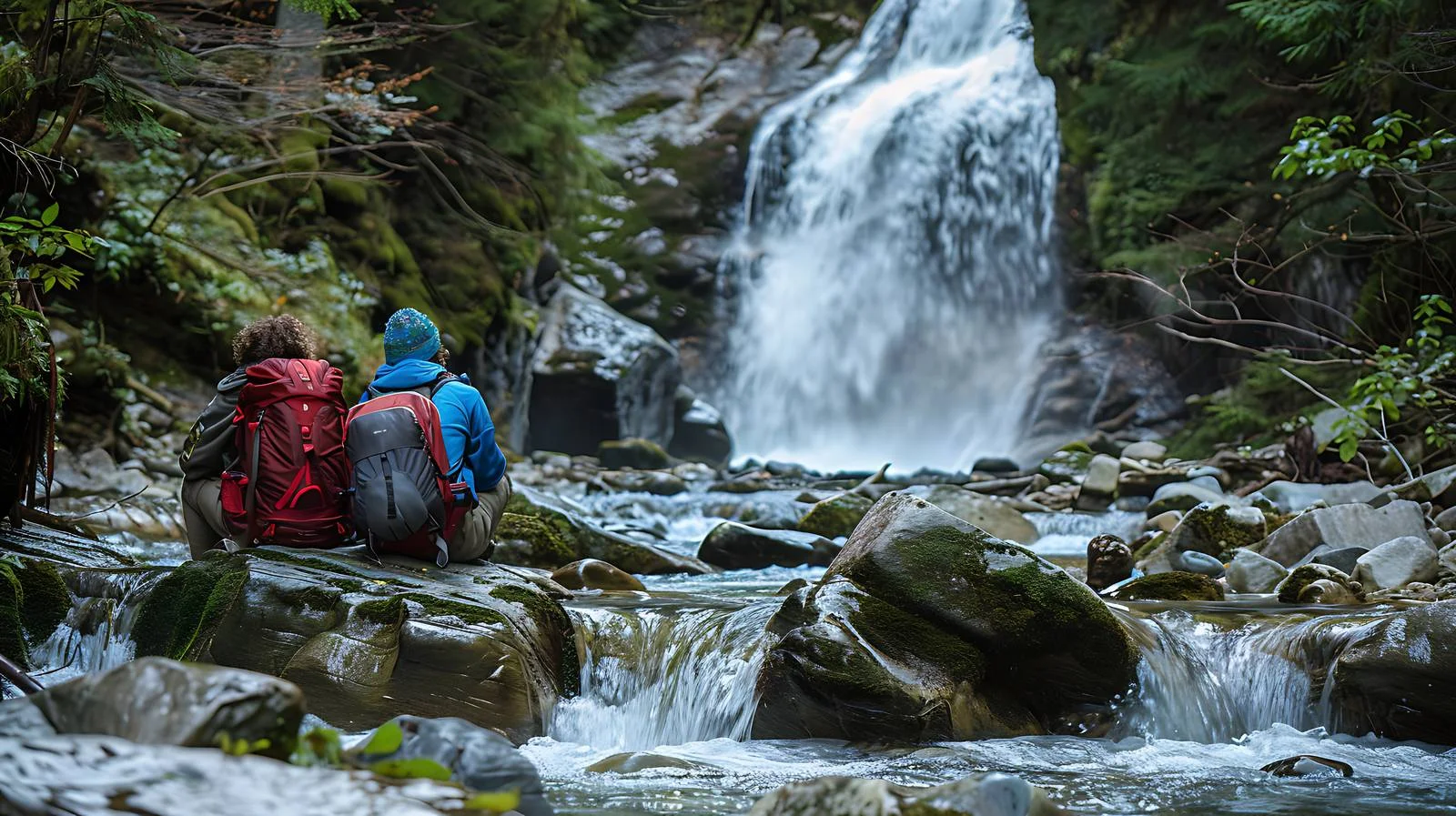Hikers Resting by Stream — free download from Dotvec