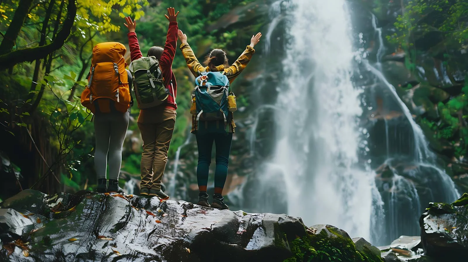 Joyful Hikers on Rock — free download from Dotvec