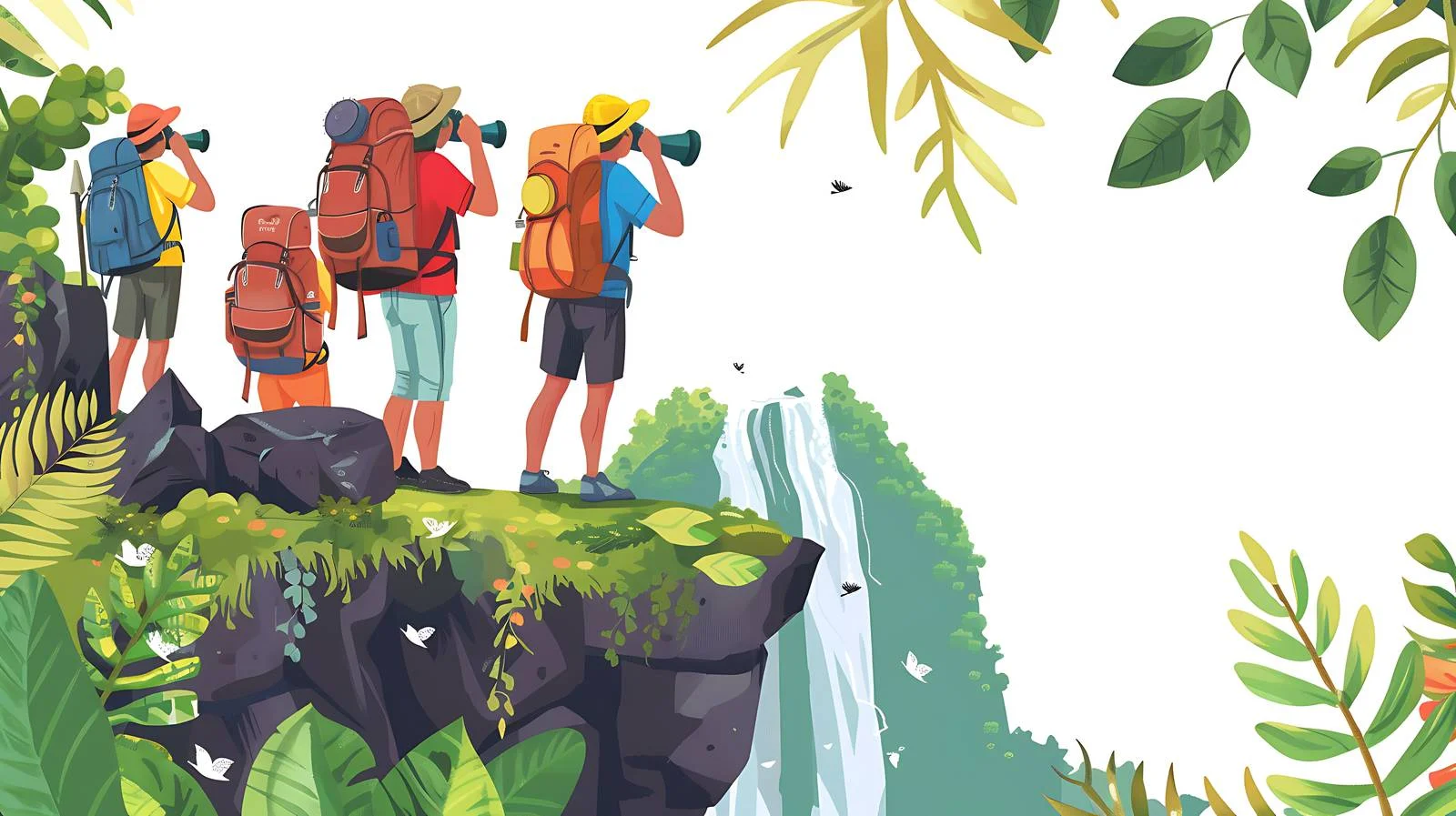 Hikers Using Binoculars on Rock Formation — free download from Dotvec